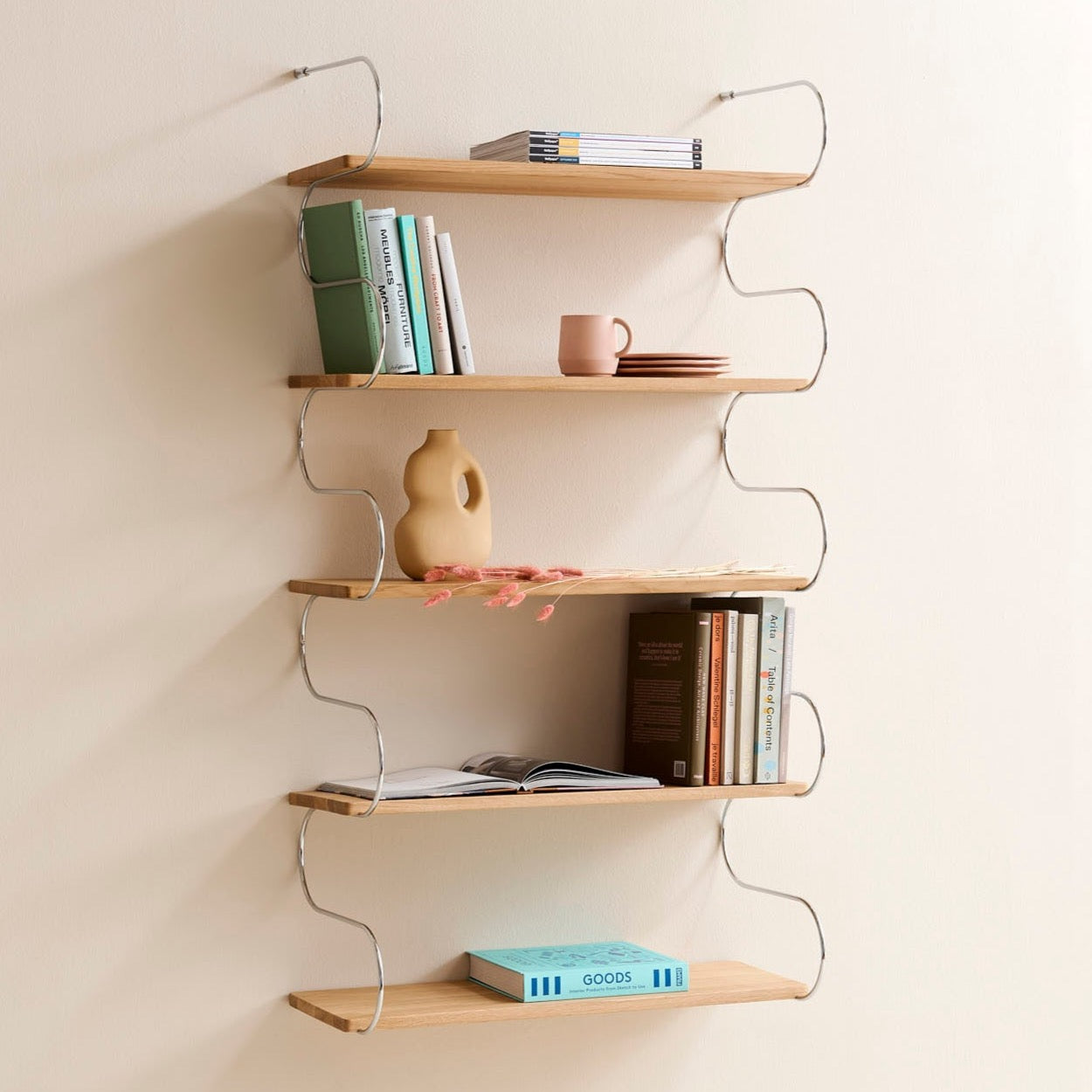 Shelf "ONDA" Large double shelf silver