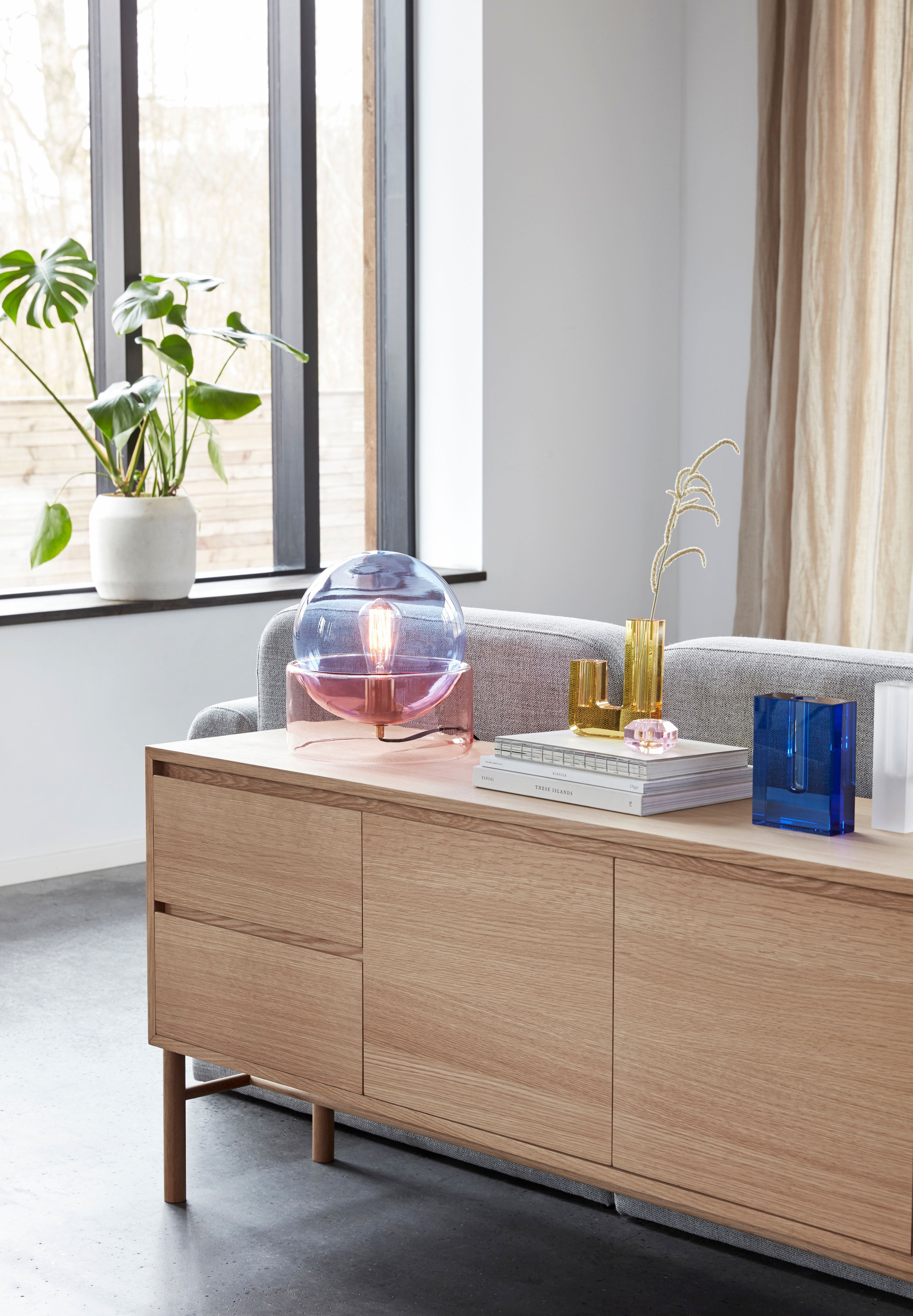 Vase "Block" Blue Crystal Handmade