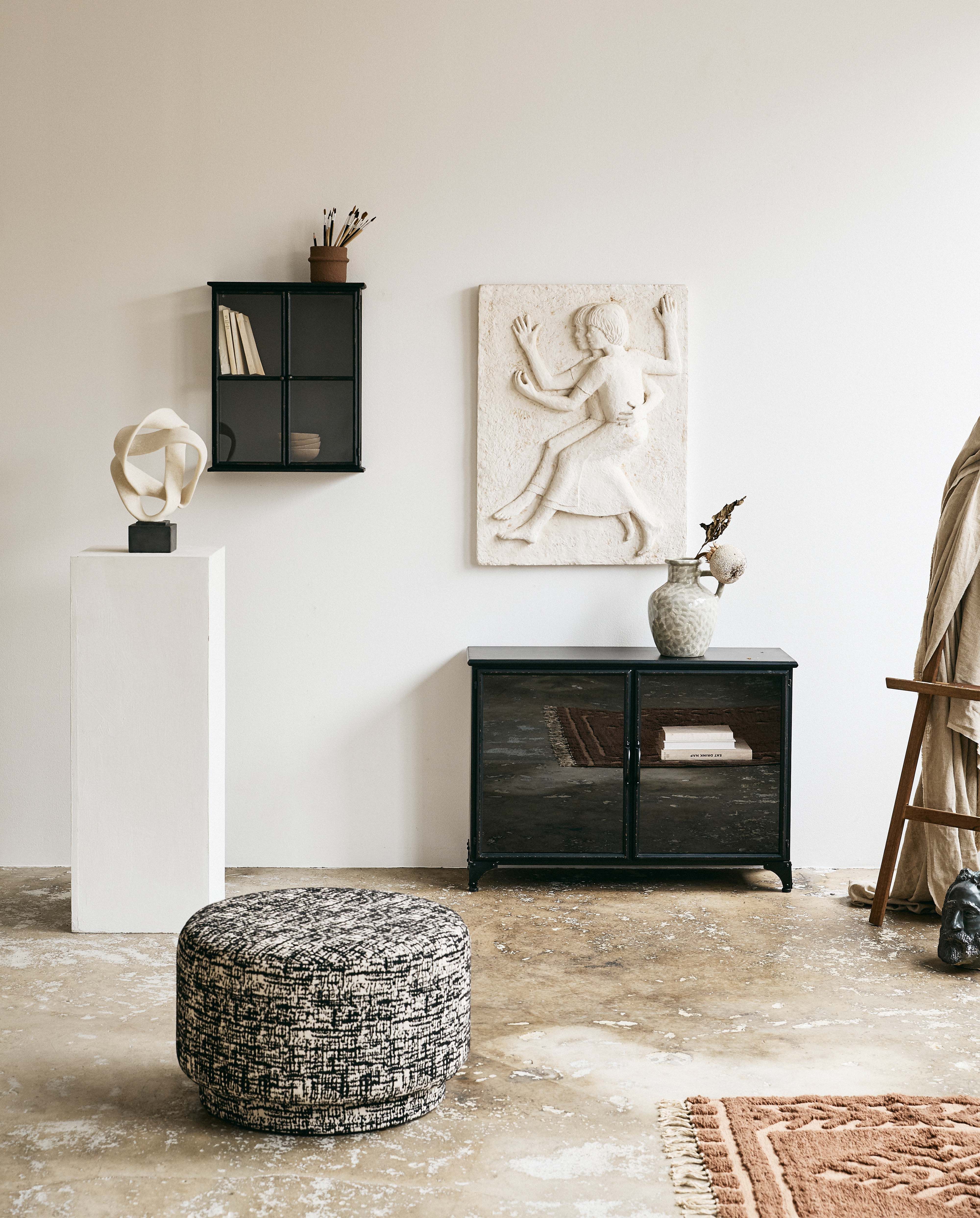 Pouf "Bomu" Schwarz-Weiß