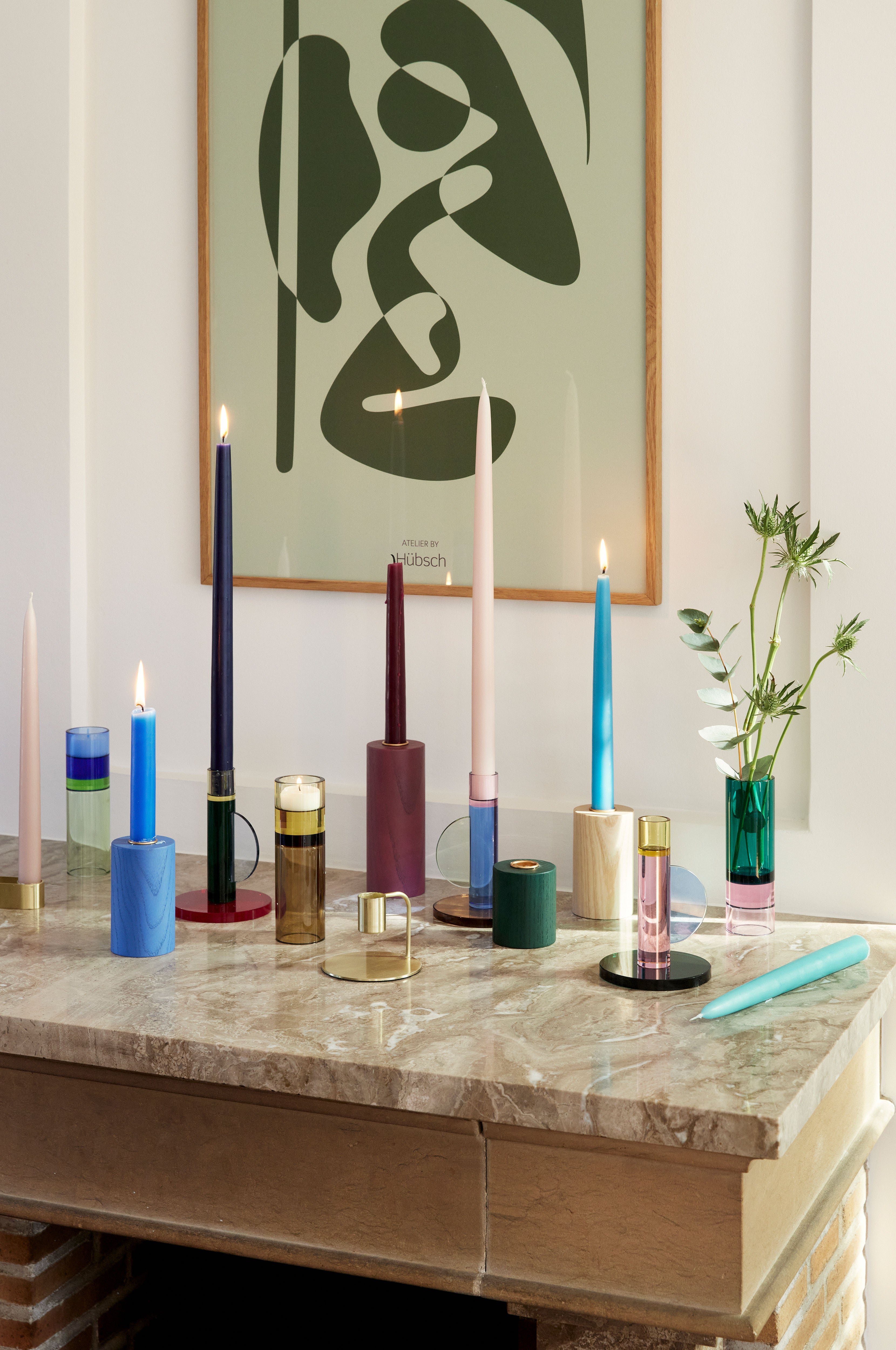 Kerzenständer "Crayon" Multifarben Holz 4er Set