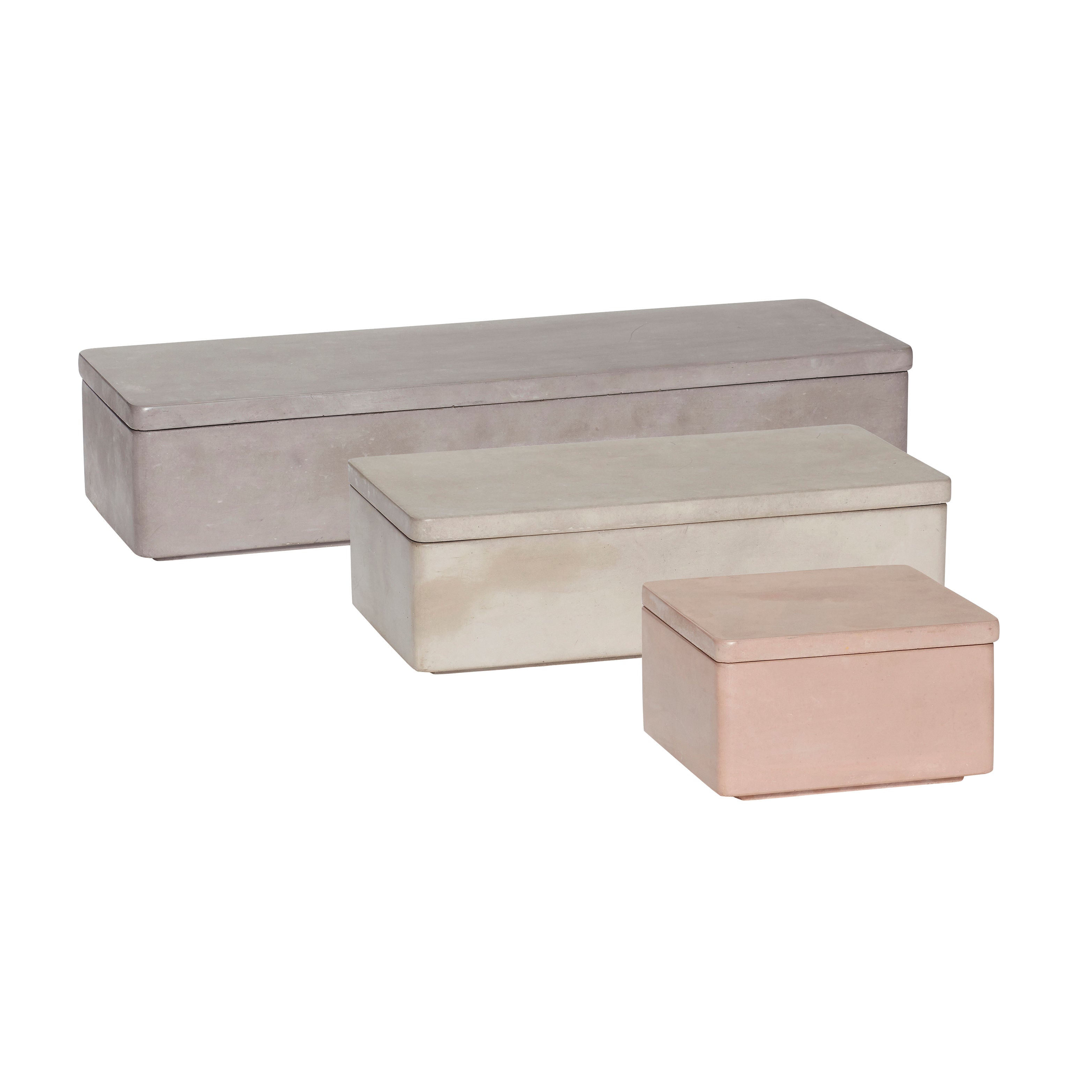 Umber Aufbewahrungsglas Rechteckig 3er Set Beton Grau Rosa