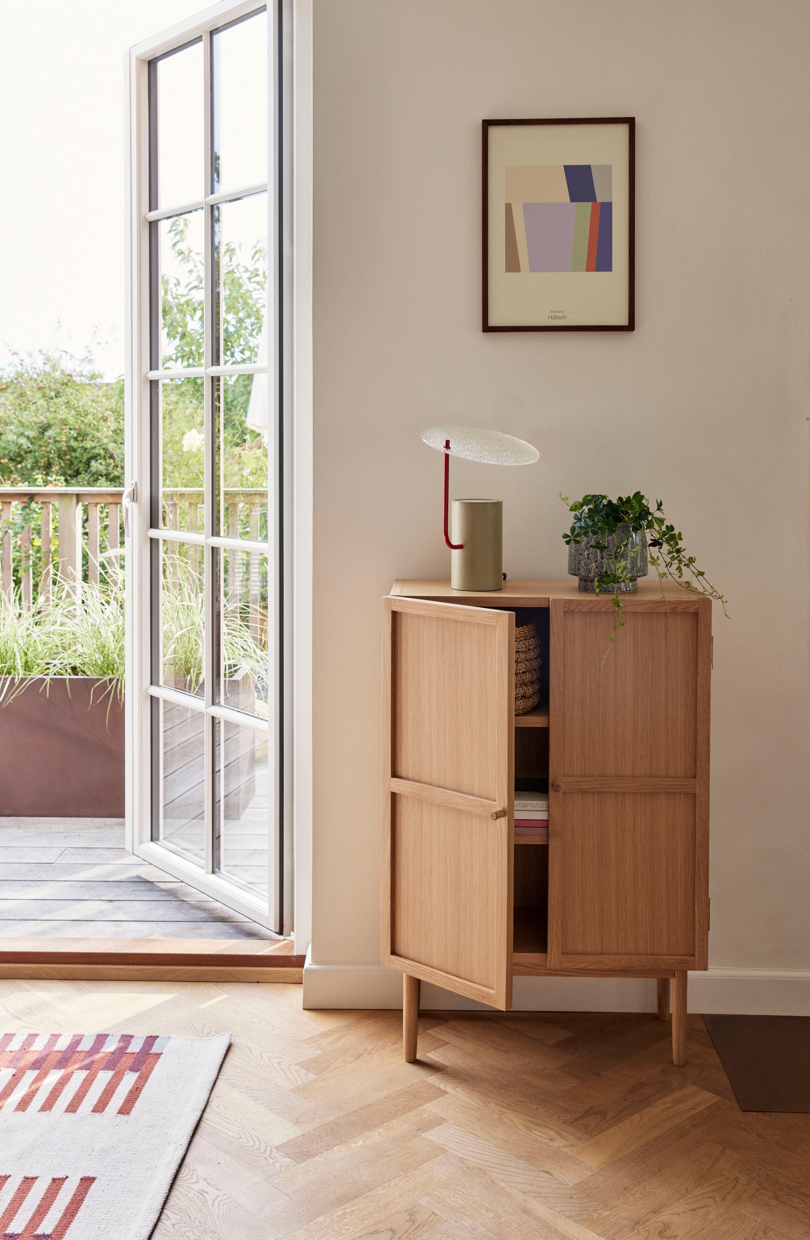 Table lamp "Disc" glass khaki/red