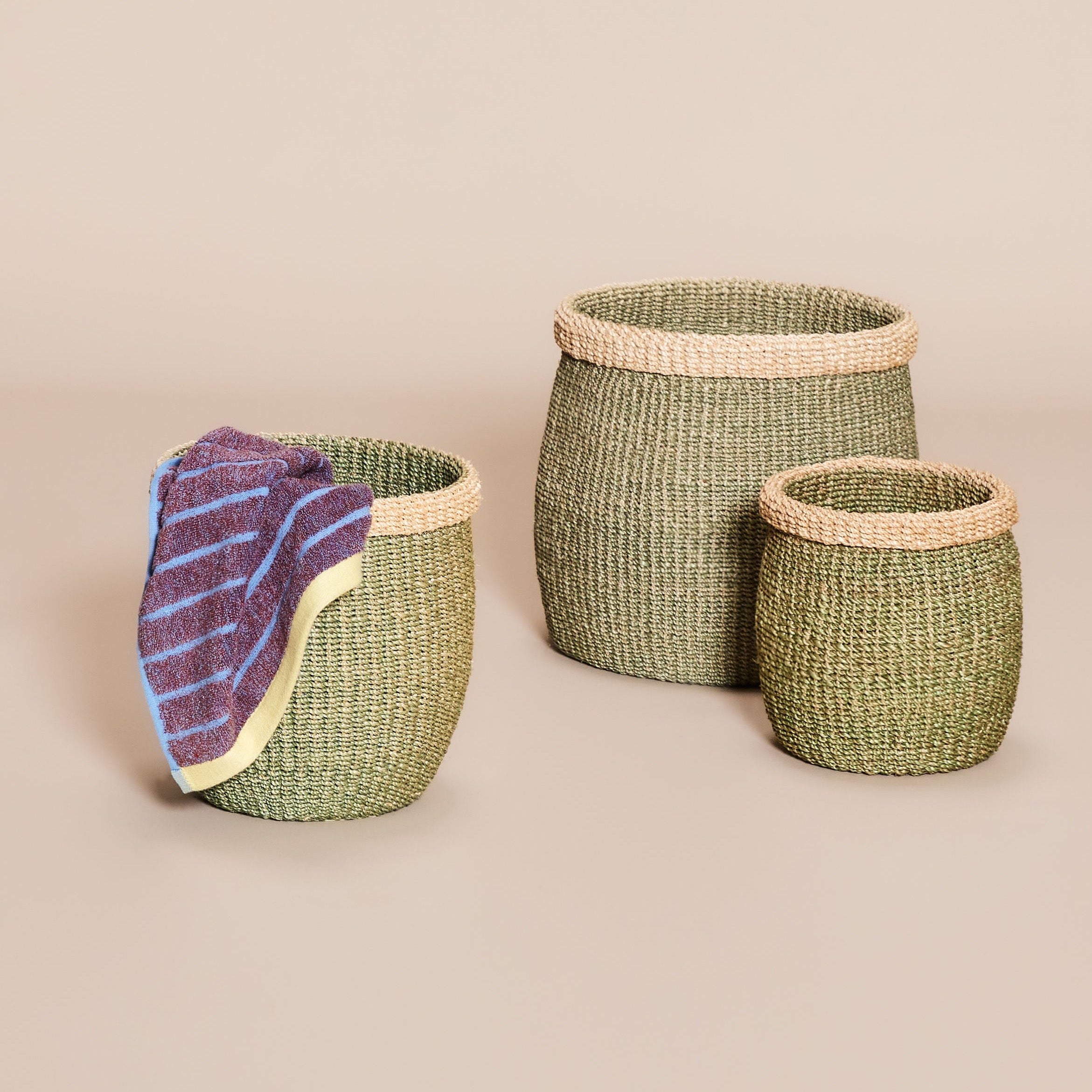 Körbe "Moss" Grün/Naturfarben 3er Set