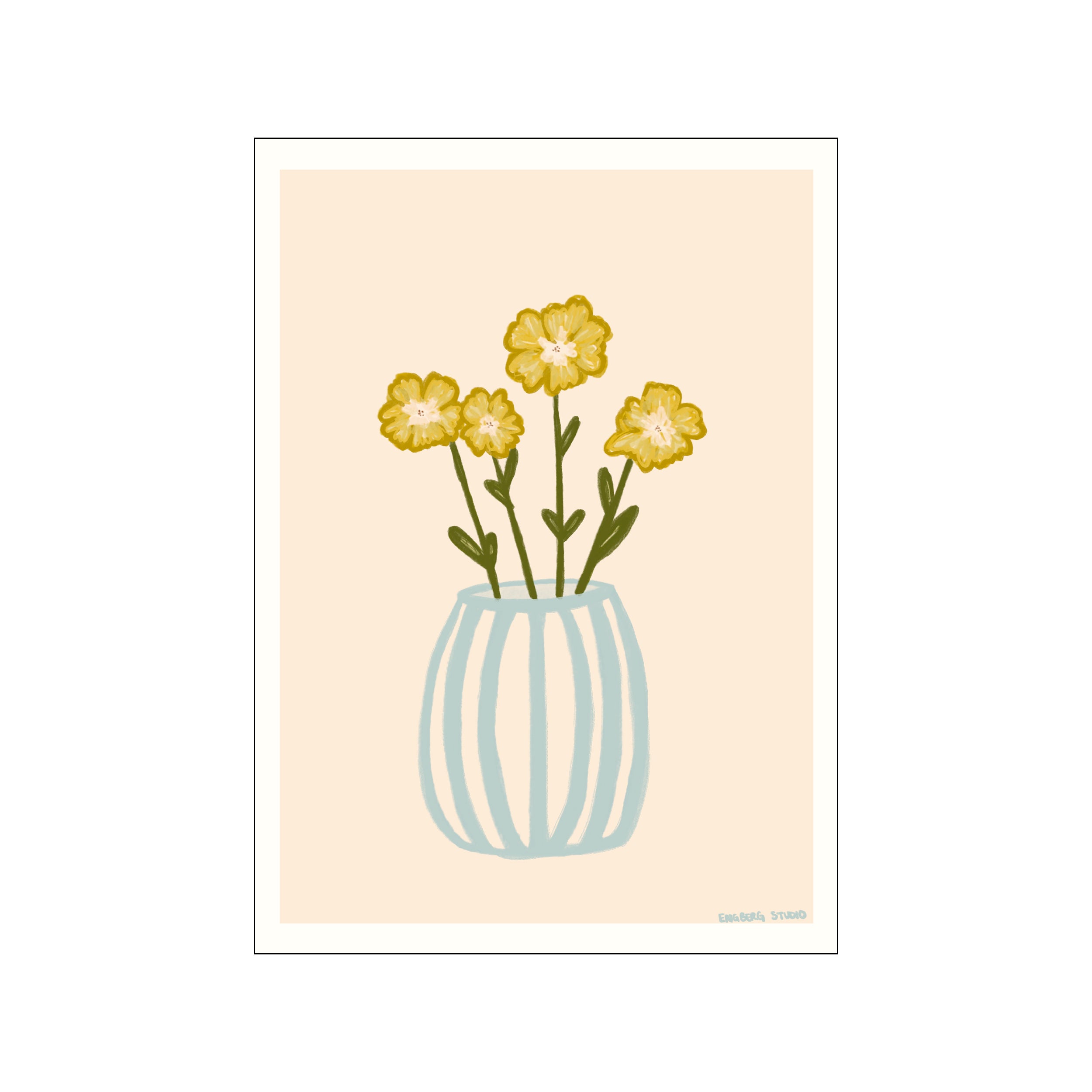 Kunstdruck Yellow Flowers in a Blue Vase