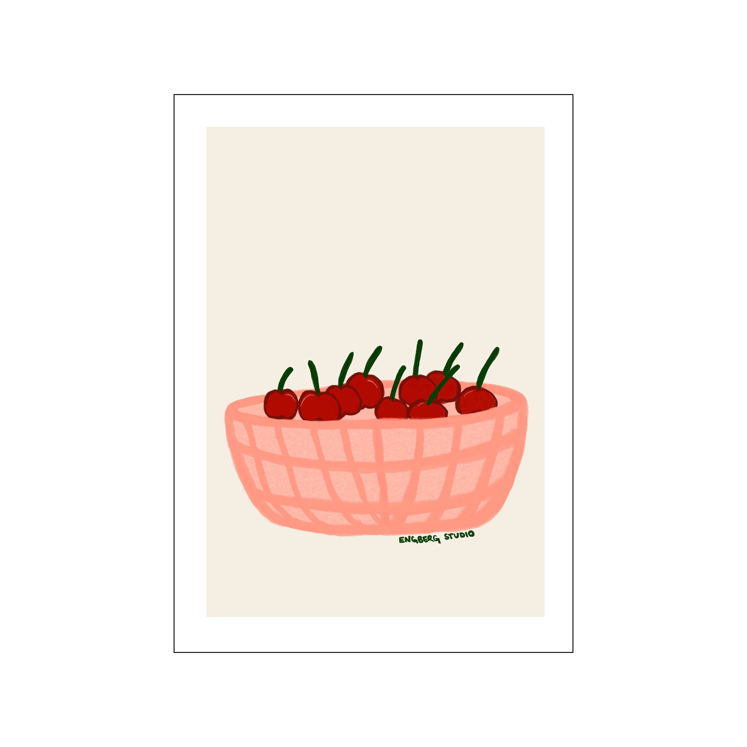 Kunstdruck Cherries in a Basket