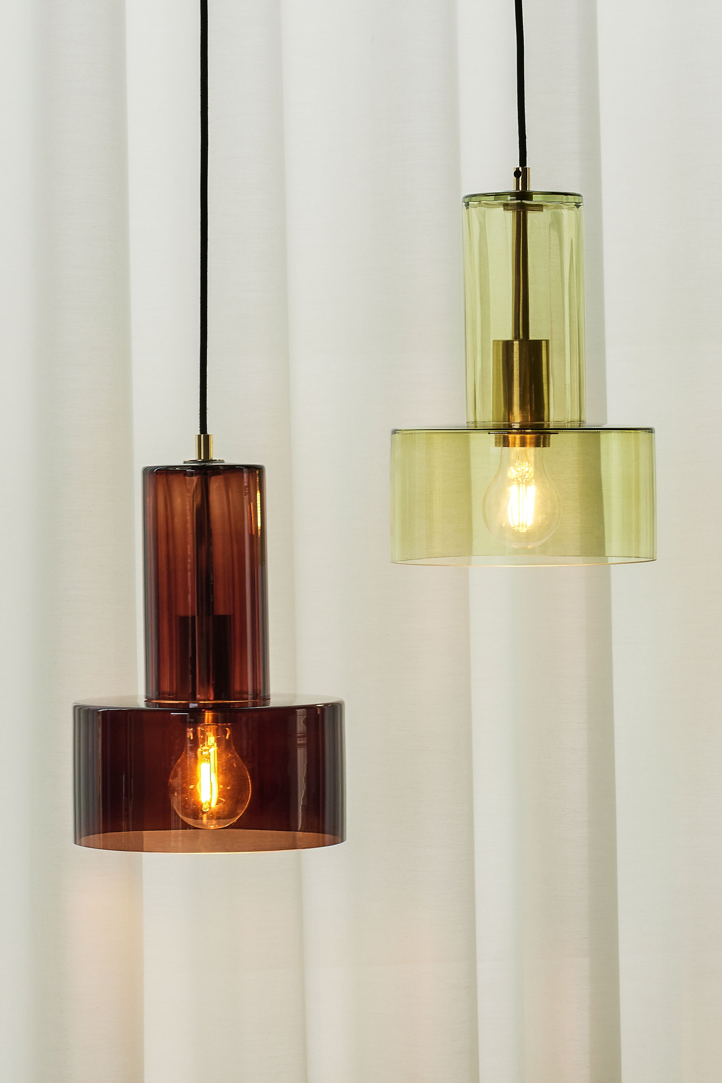 Hanging lamp "Ripple" green glass