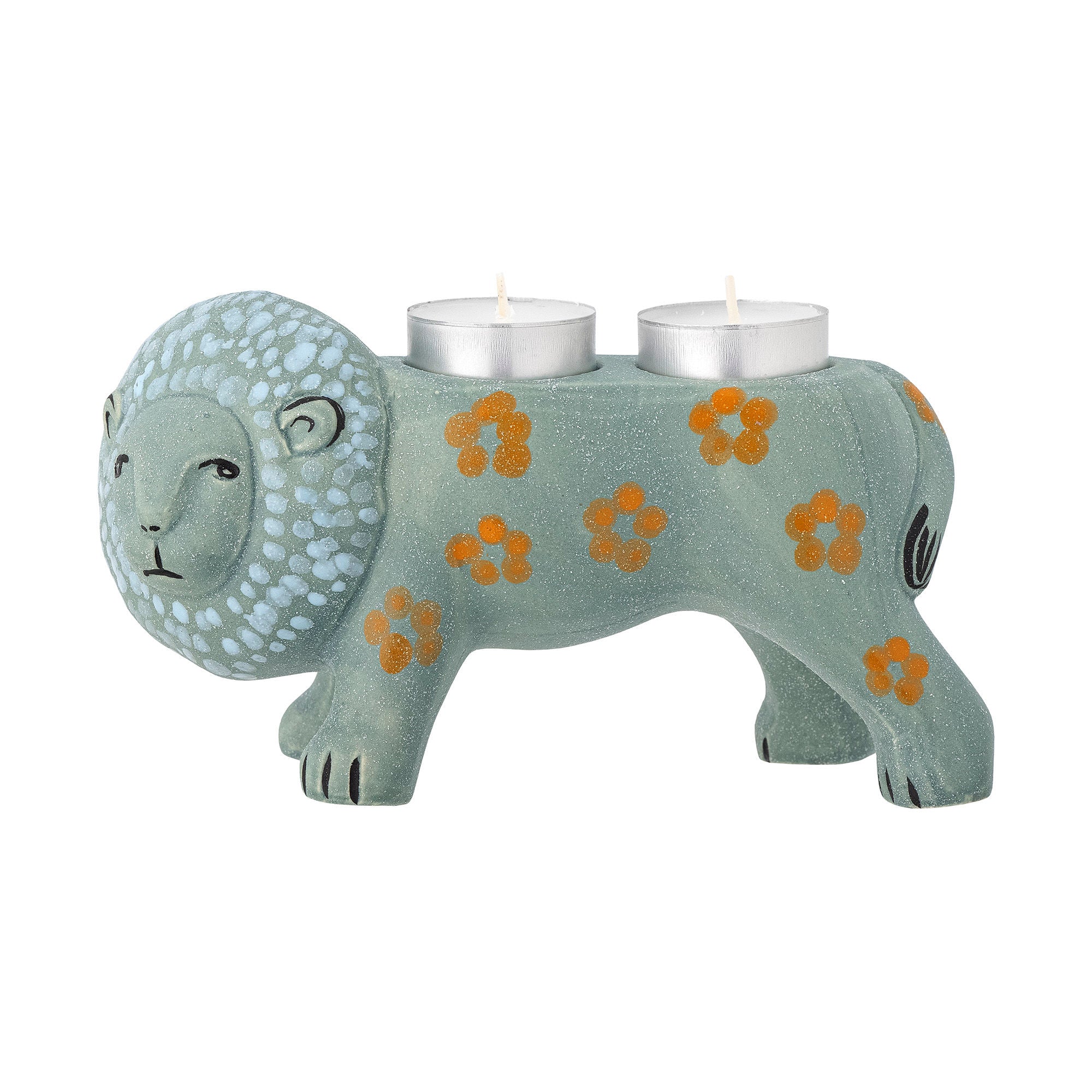 Kerzenshalter "Leander" Blau Steingut