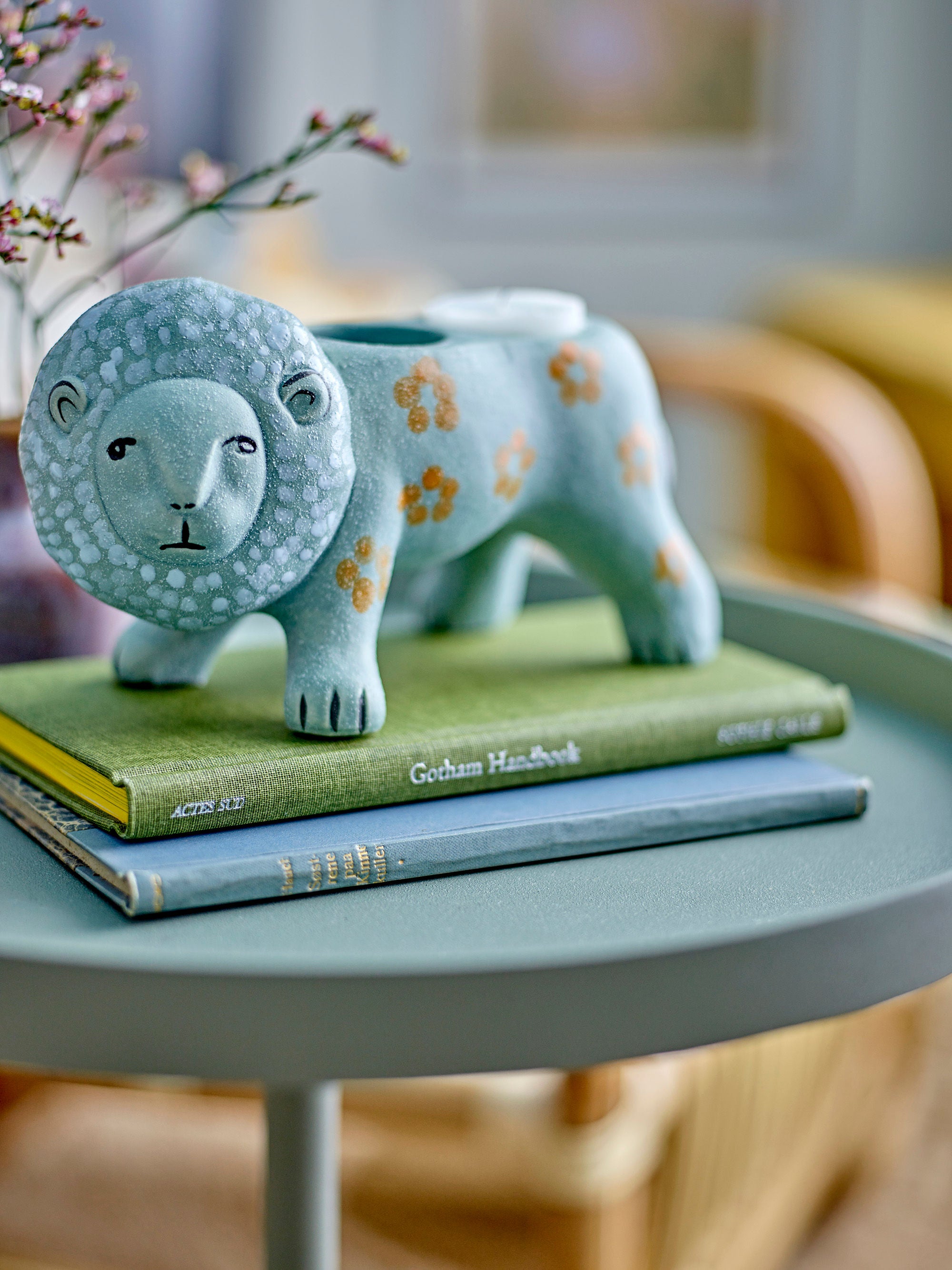 Kerzenshalter "Leander" Blau Steingut