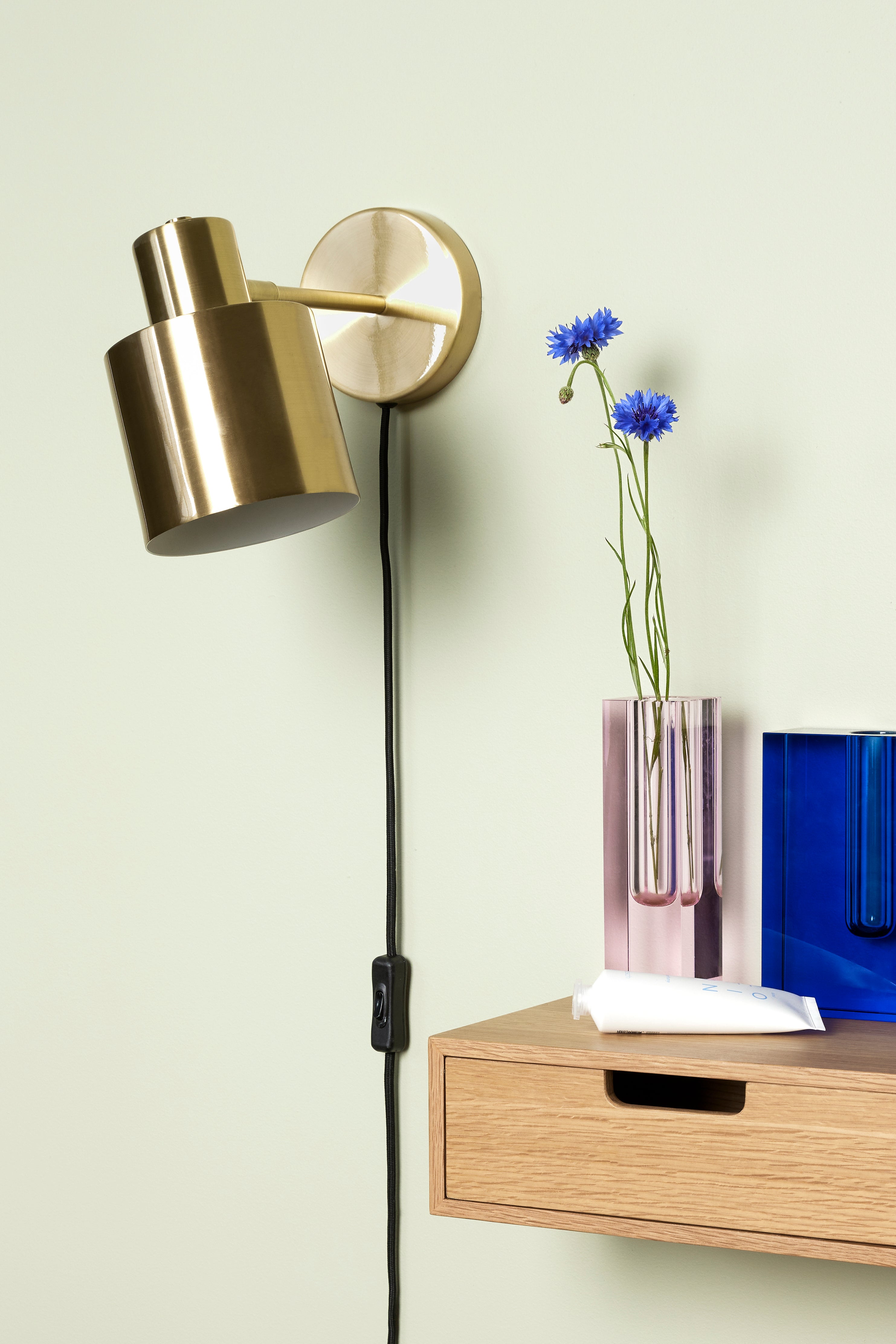 Vase "Block" Slim Rosa Glas