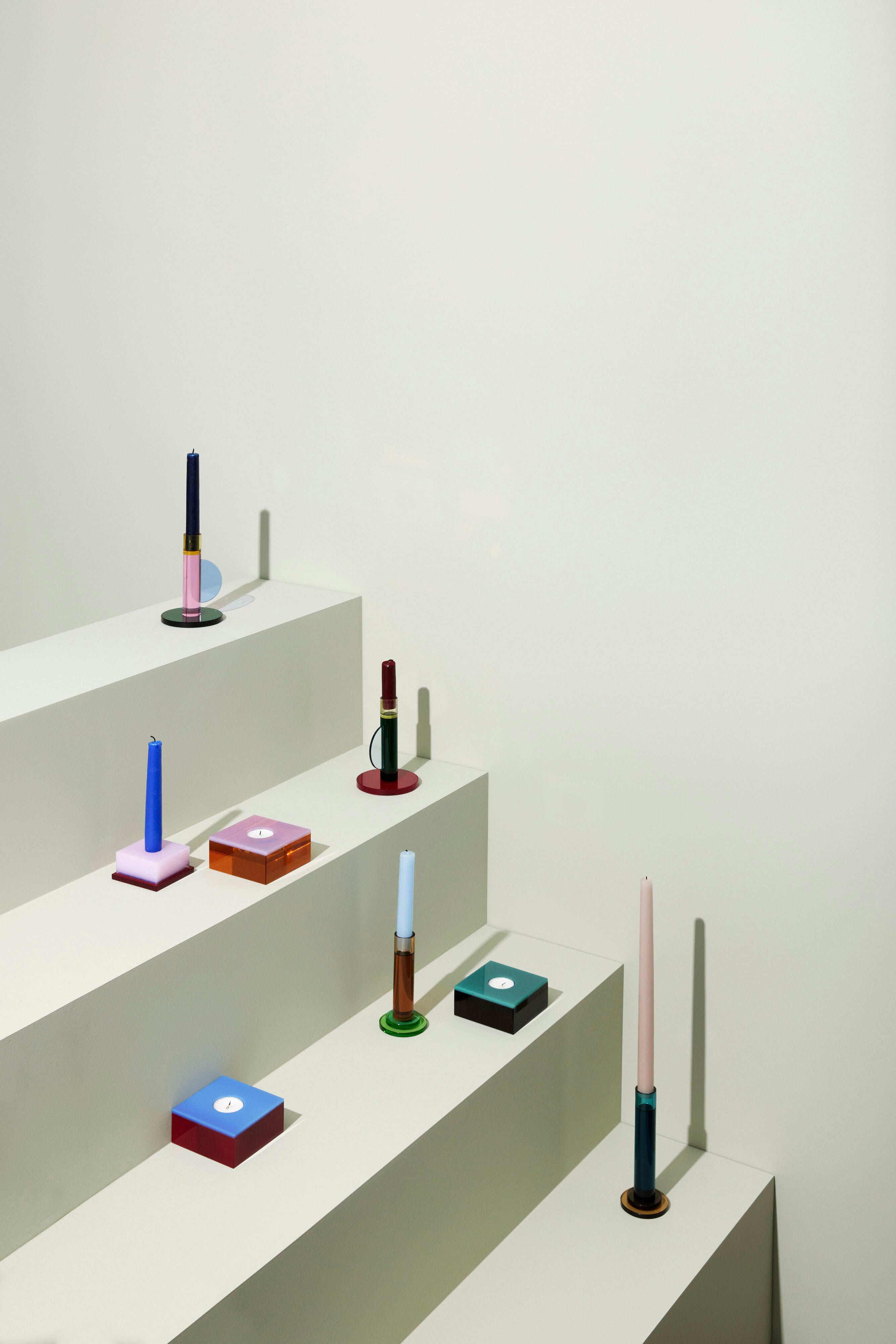 Kerzenständer "Comet" Blau Glas 2er Set