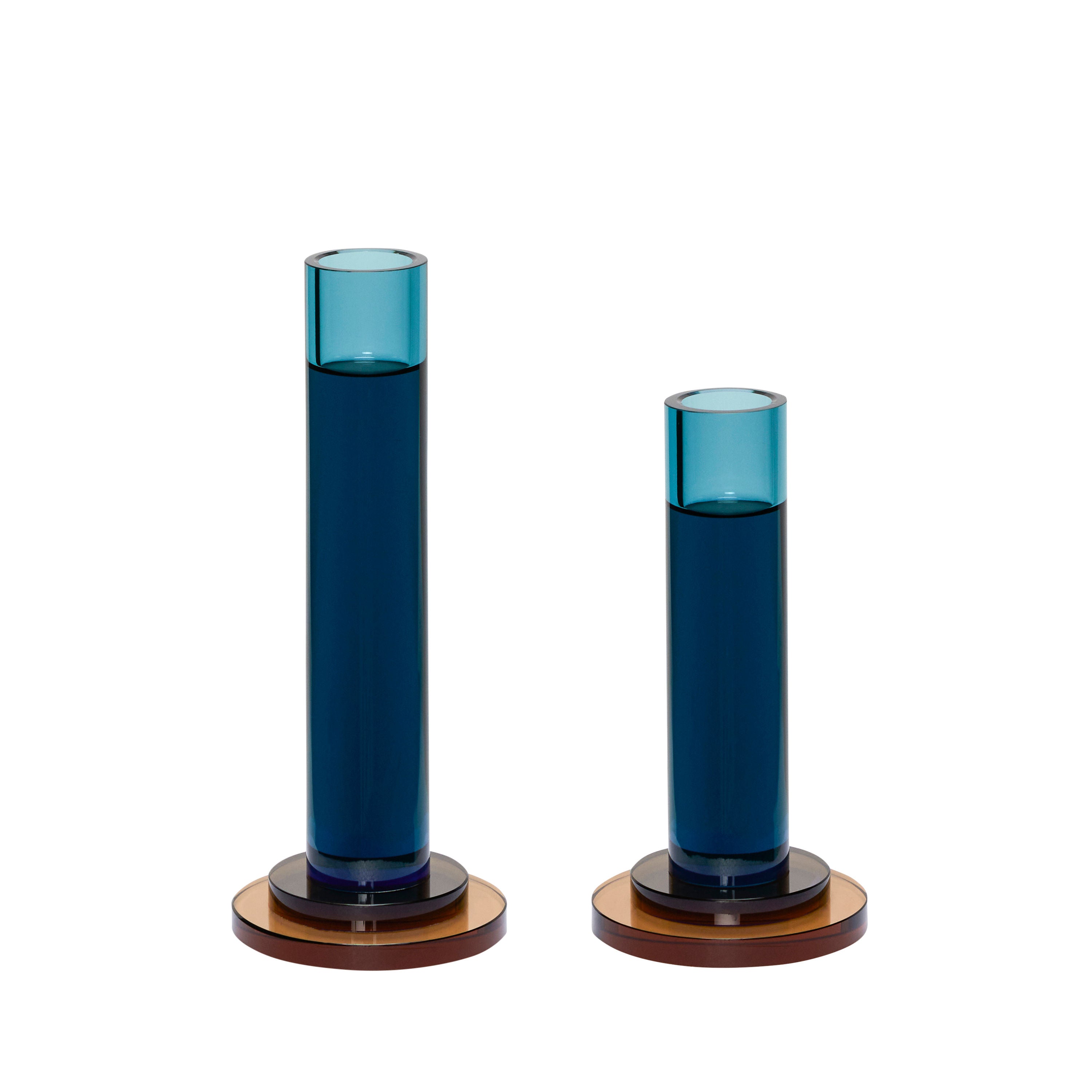 Kerzenständer "Comet" Blau Glas 2er Set