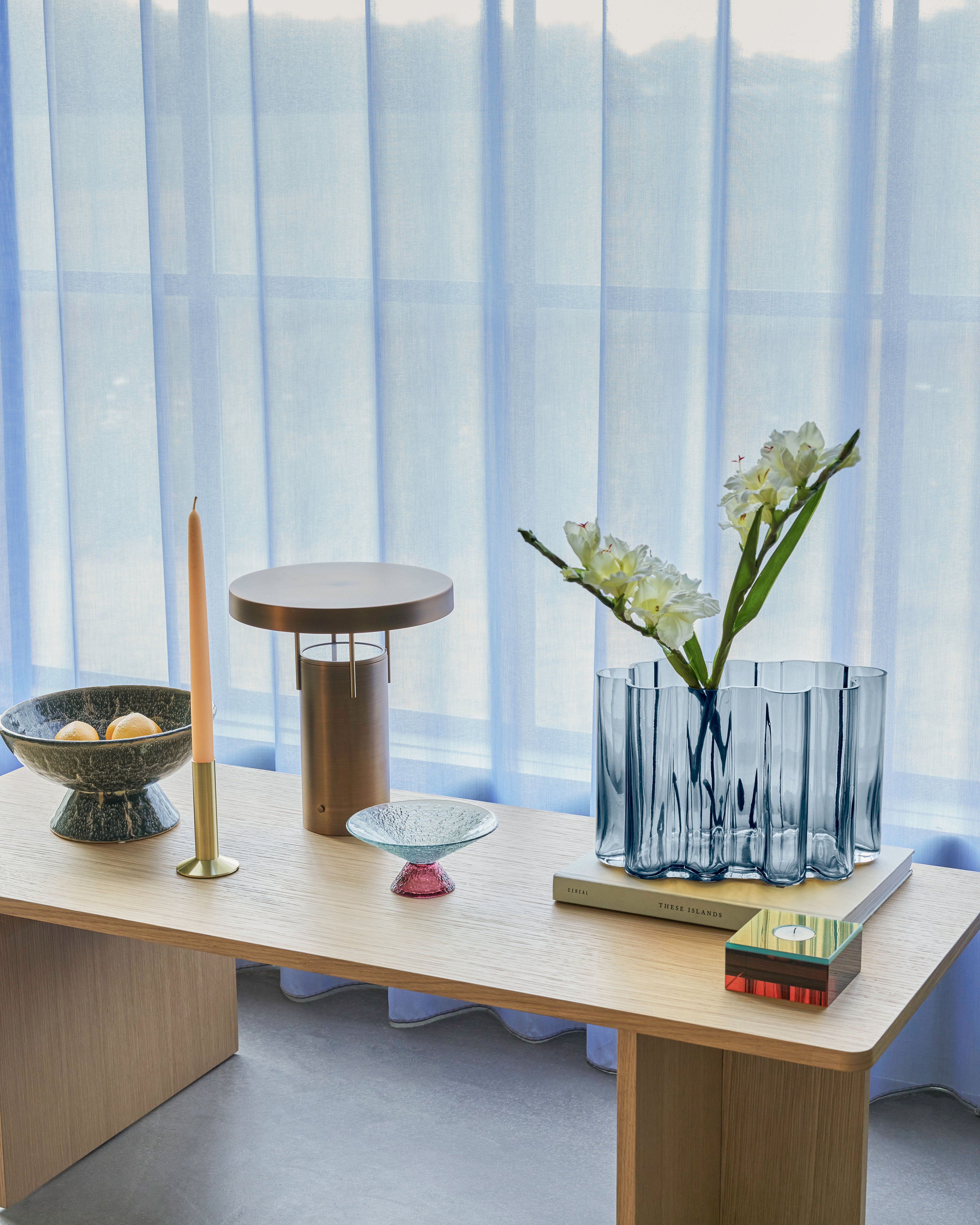 Vase "Umber" Blau Glas