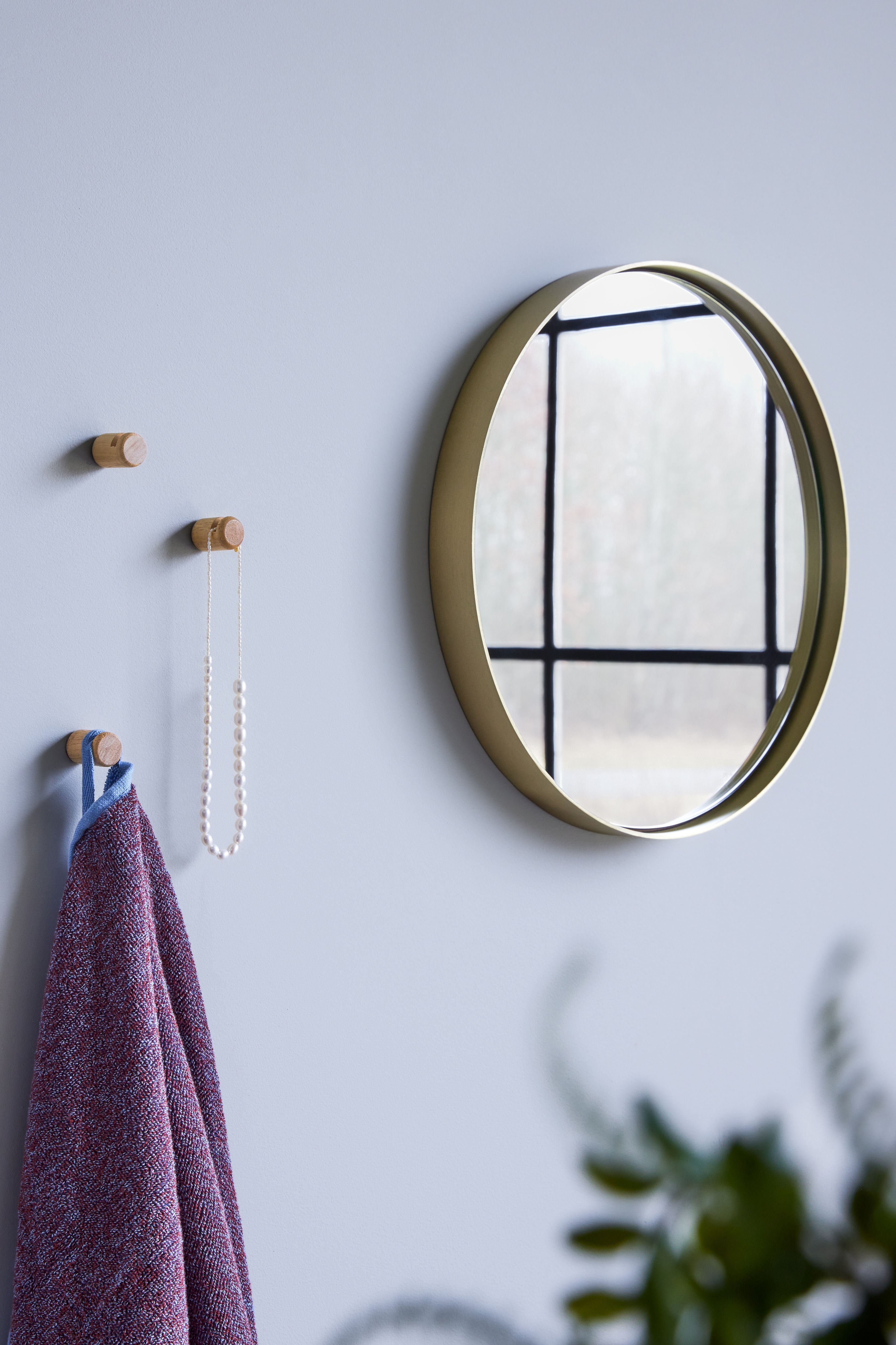 Hübsch Retro Wandspiegel Runde Messingfarben