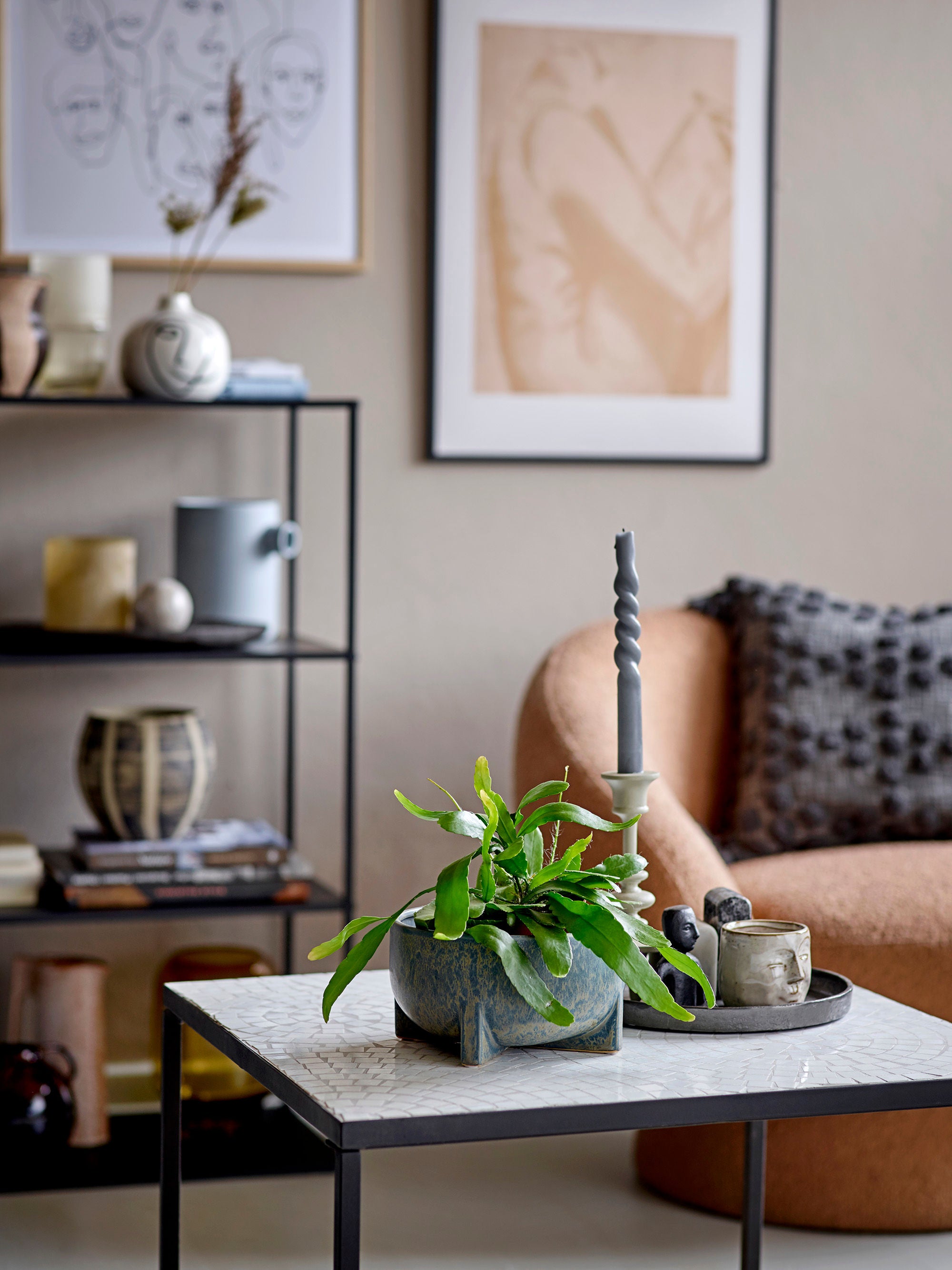 Lounge chair "Ted" brown polyester