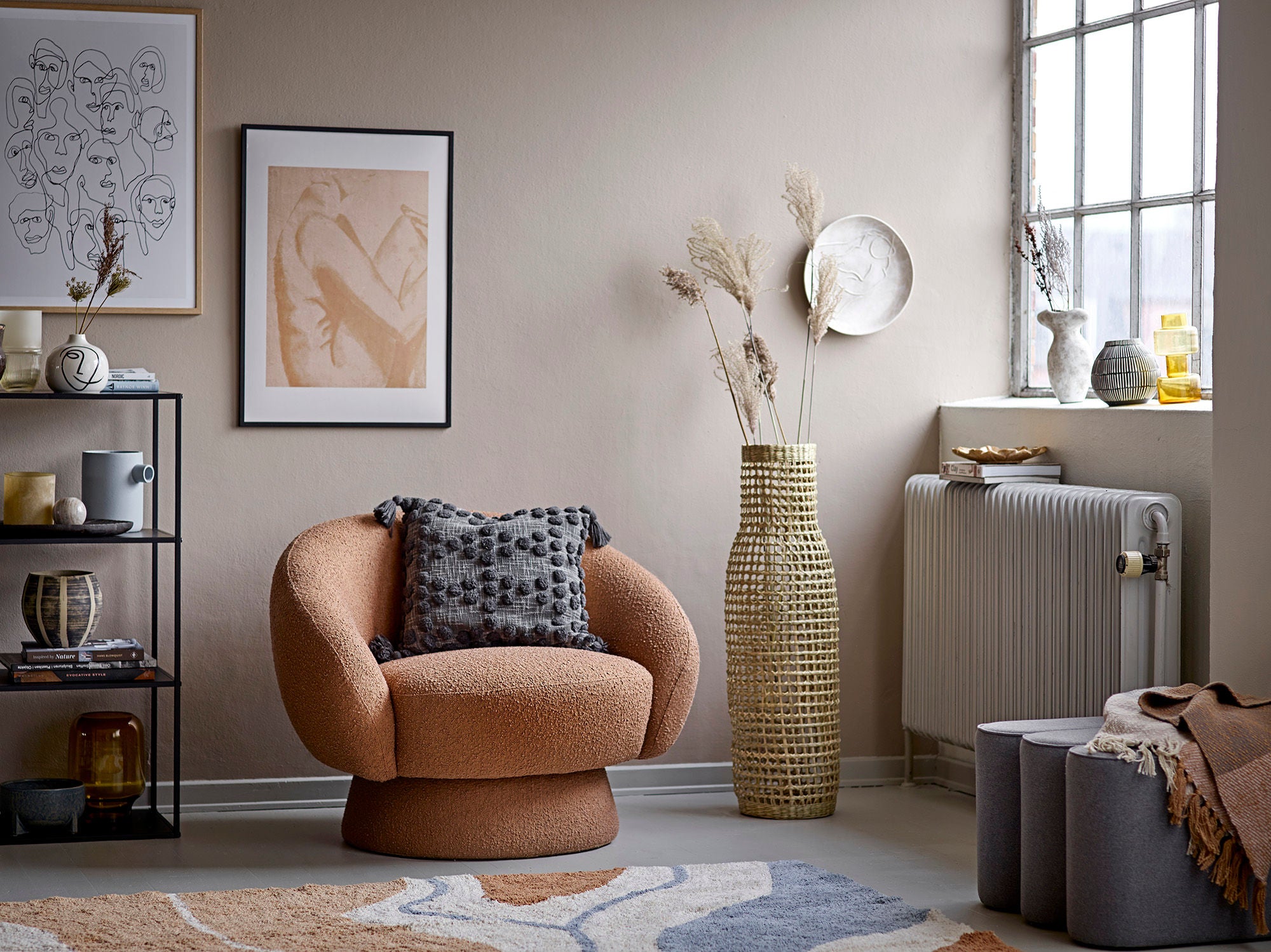 Lounge chair "Ted" brown polyester