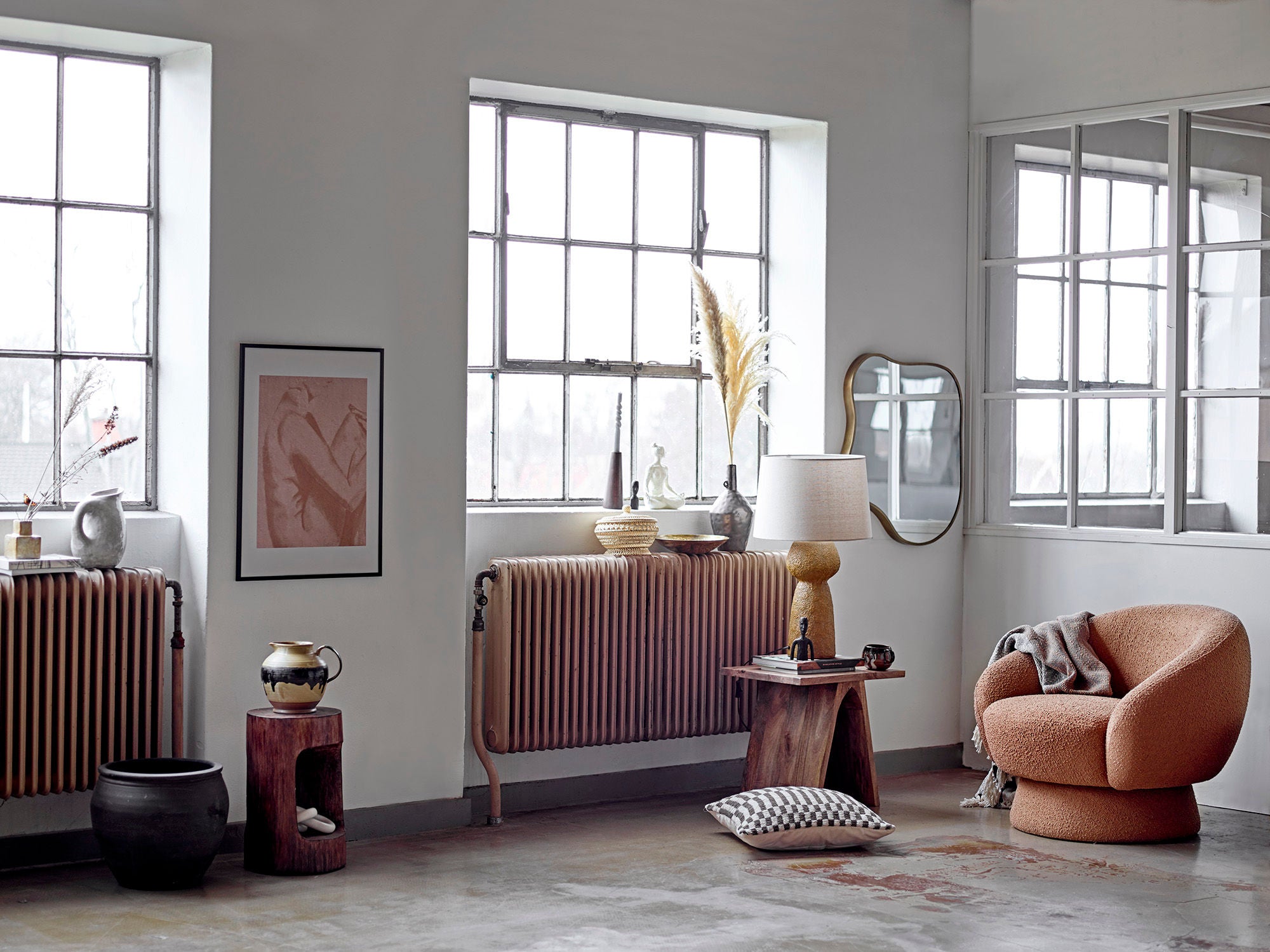 Lounge chair "Ted" brown polyester