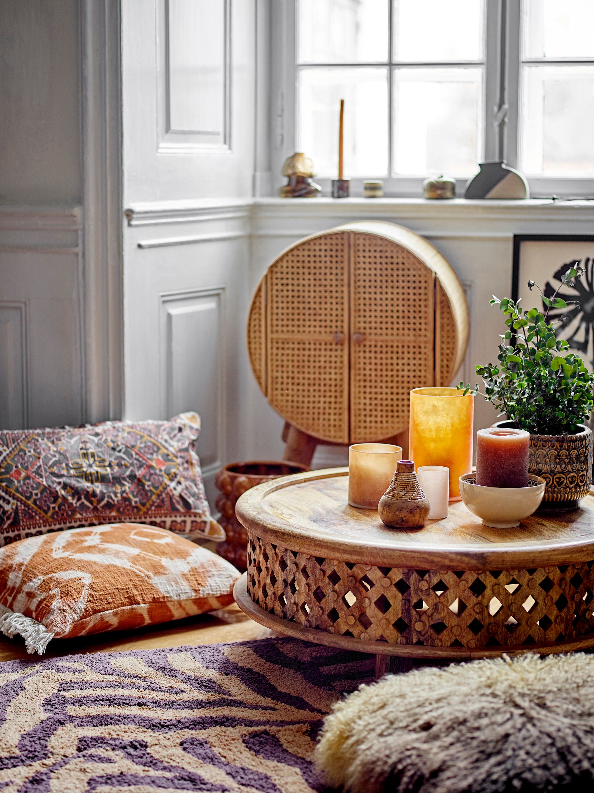 Kissen "Pansy Braun" Lambskin Tibetian