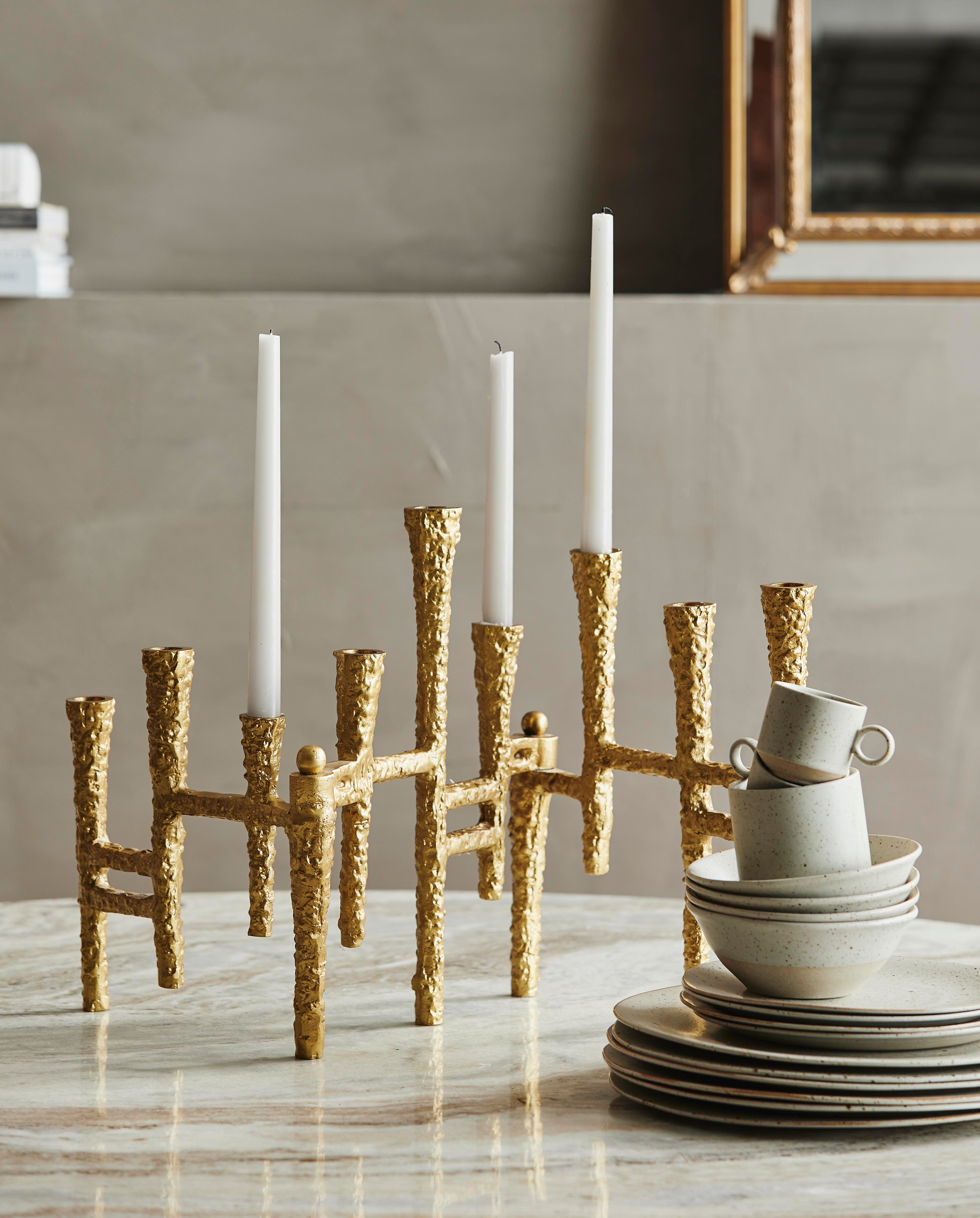 Kerzenständer "VAILA" Neun Kerzen Gold