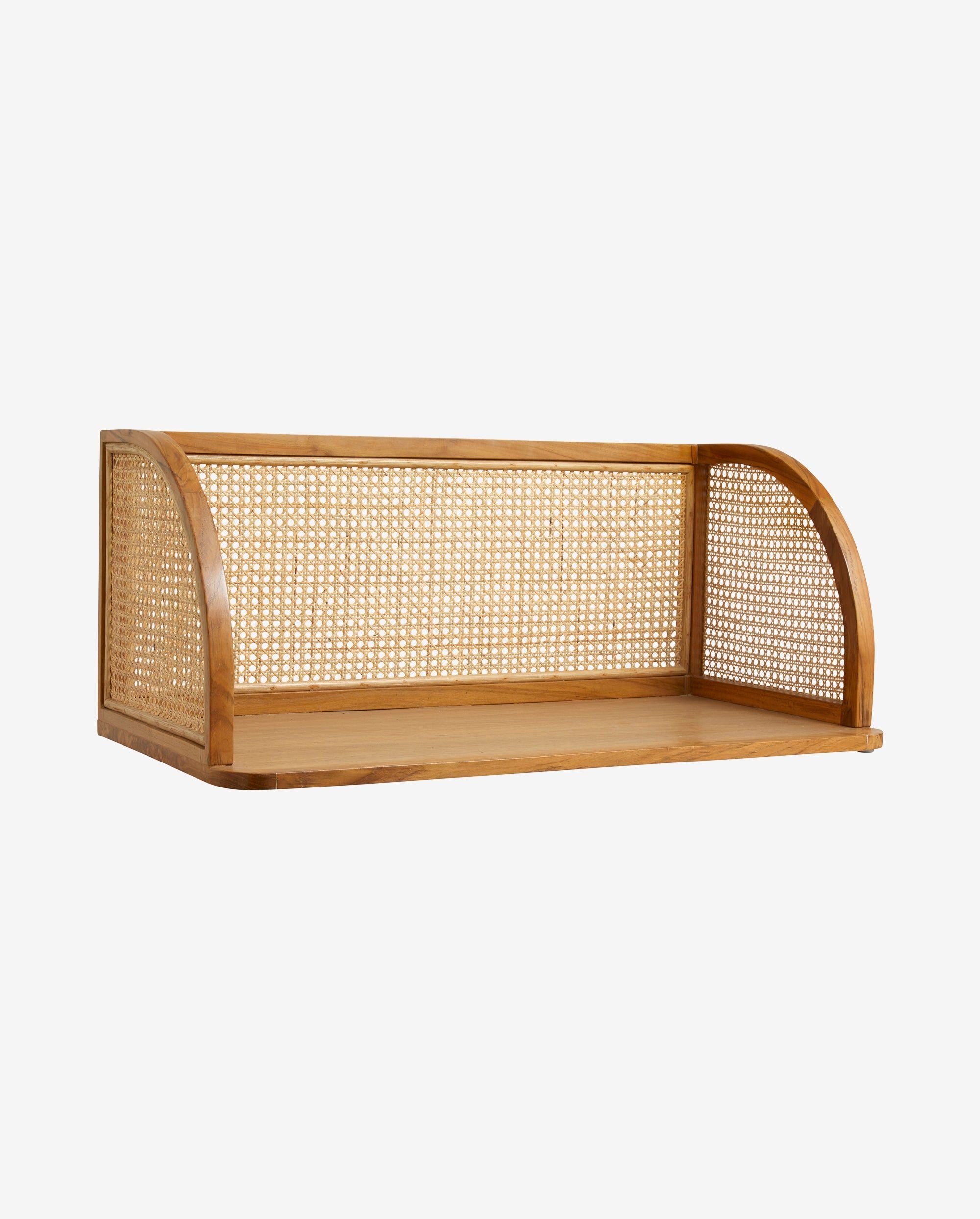 Wandtisch "MERGE" Holz Rattan Natur
