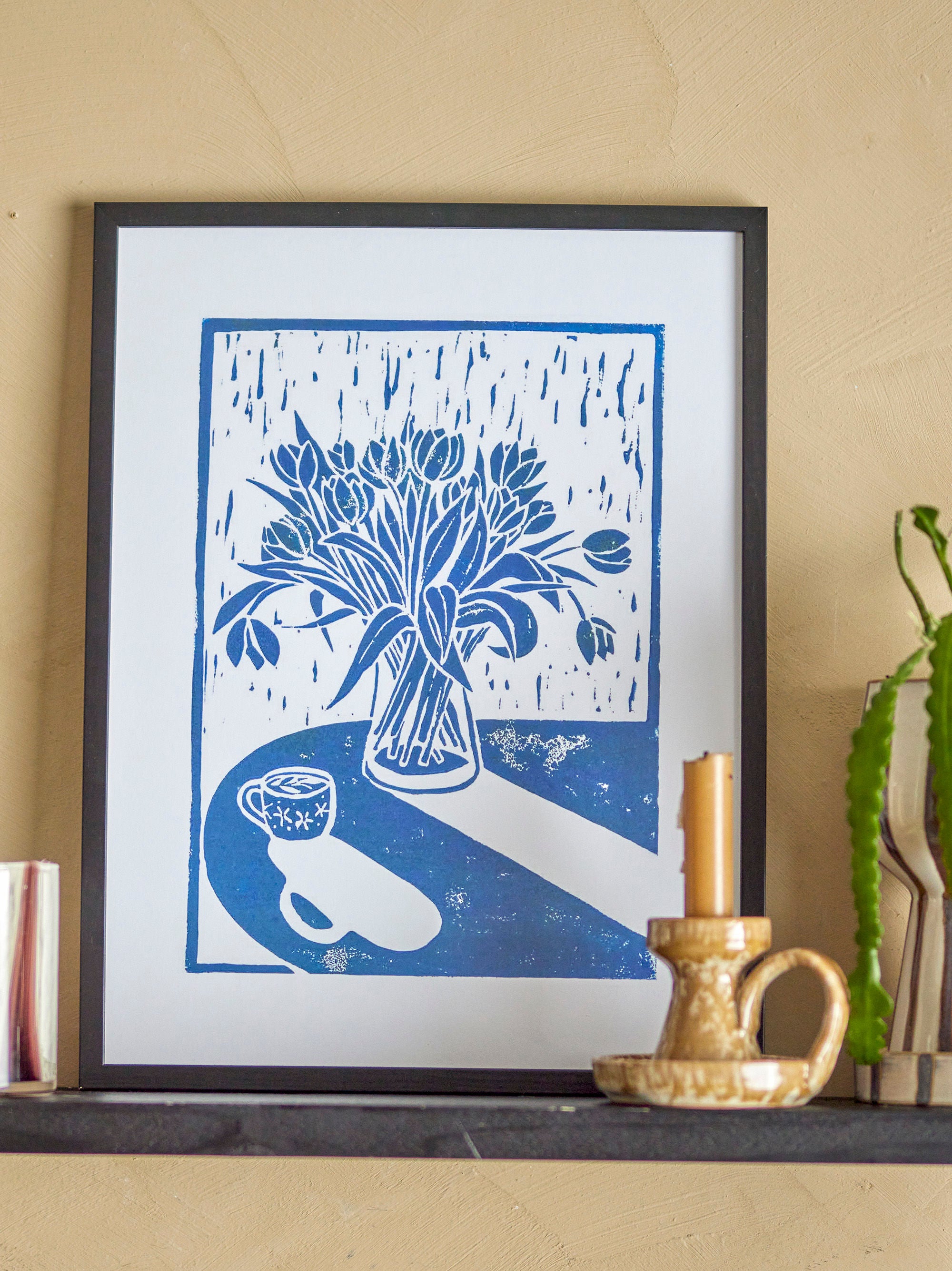 Illustration "Tulips" mit Rahmen Schwarz Kiefer