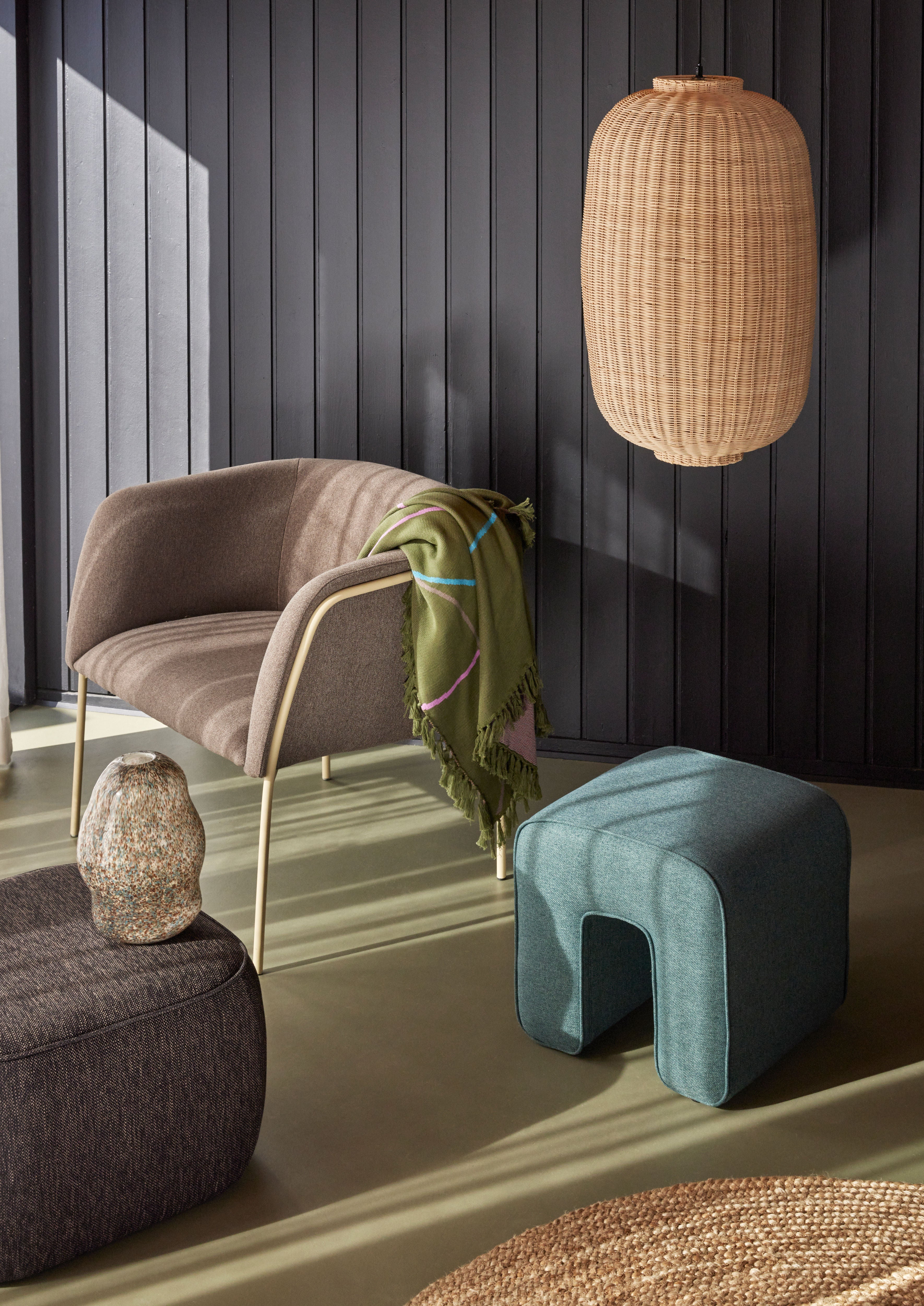 Hocker Pouf "Sculpture" Türkis