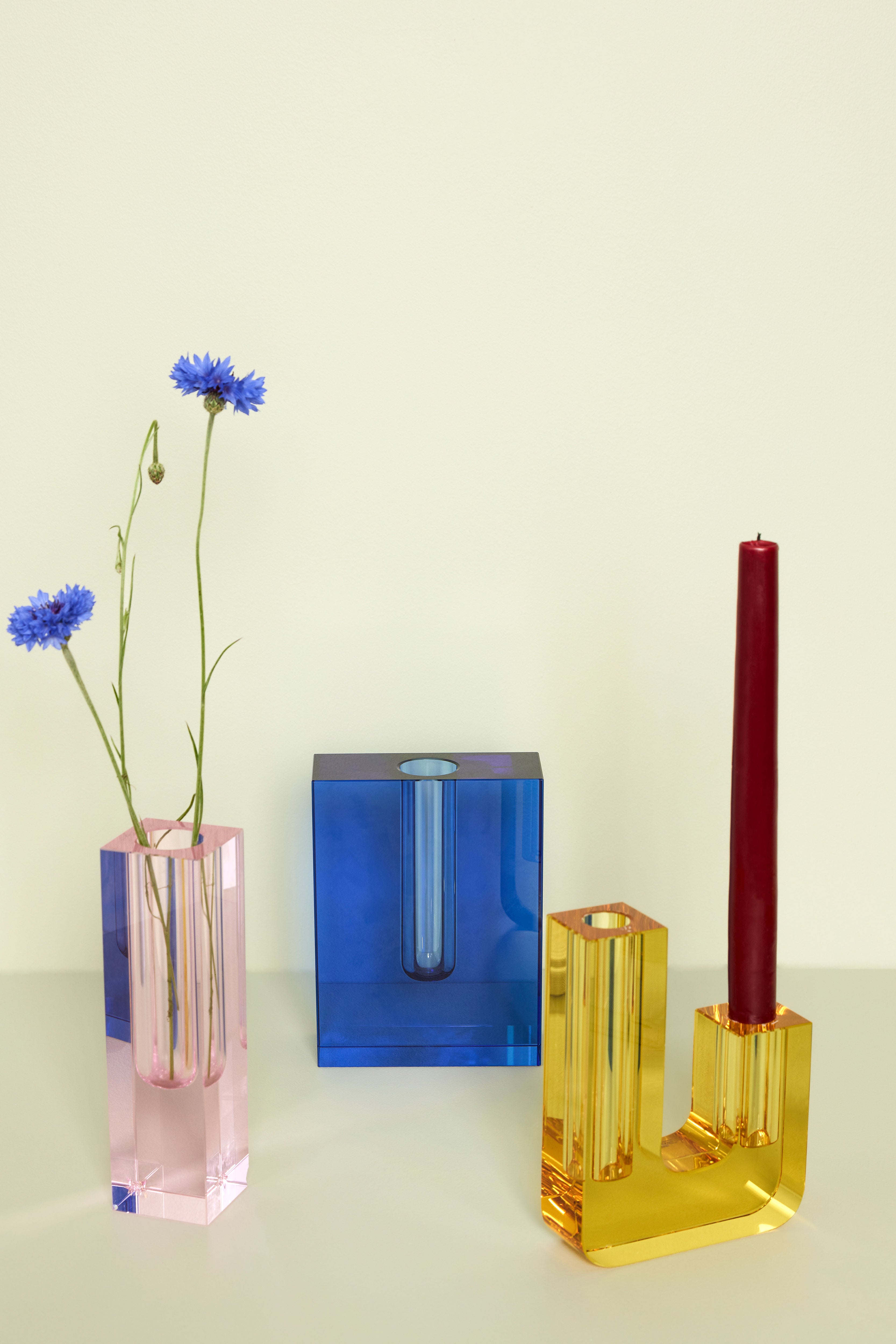 Vase "Block" Blau Kristall Handgefertigt