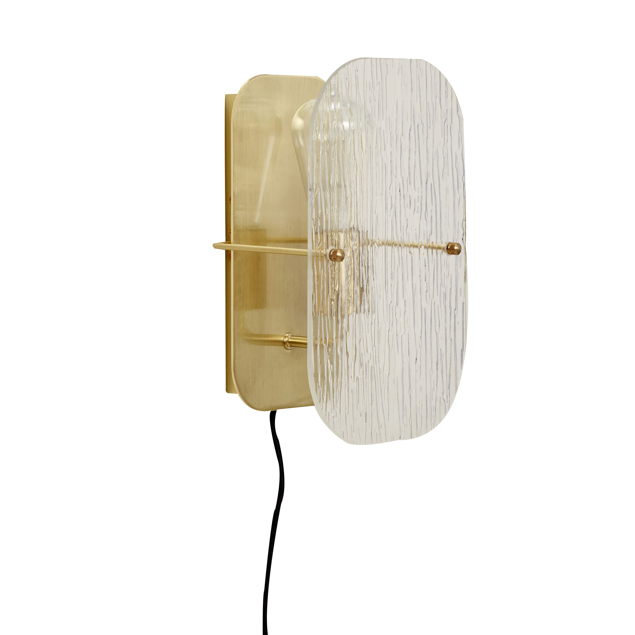 Ruffle Wandlampe Texturiertes Glas Messingfarben