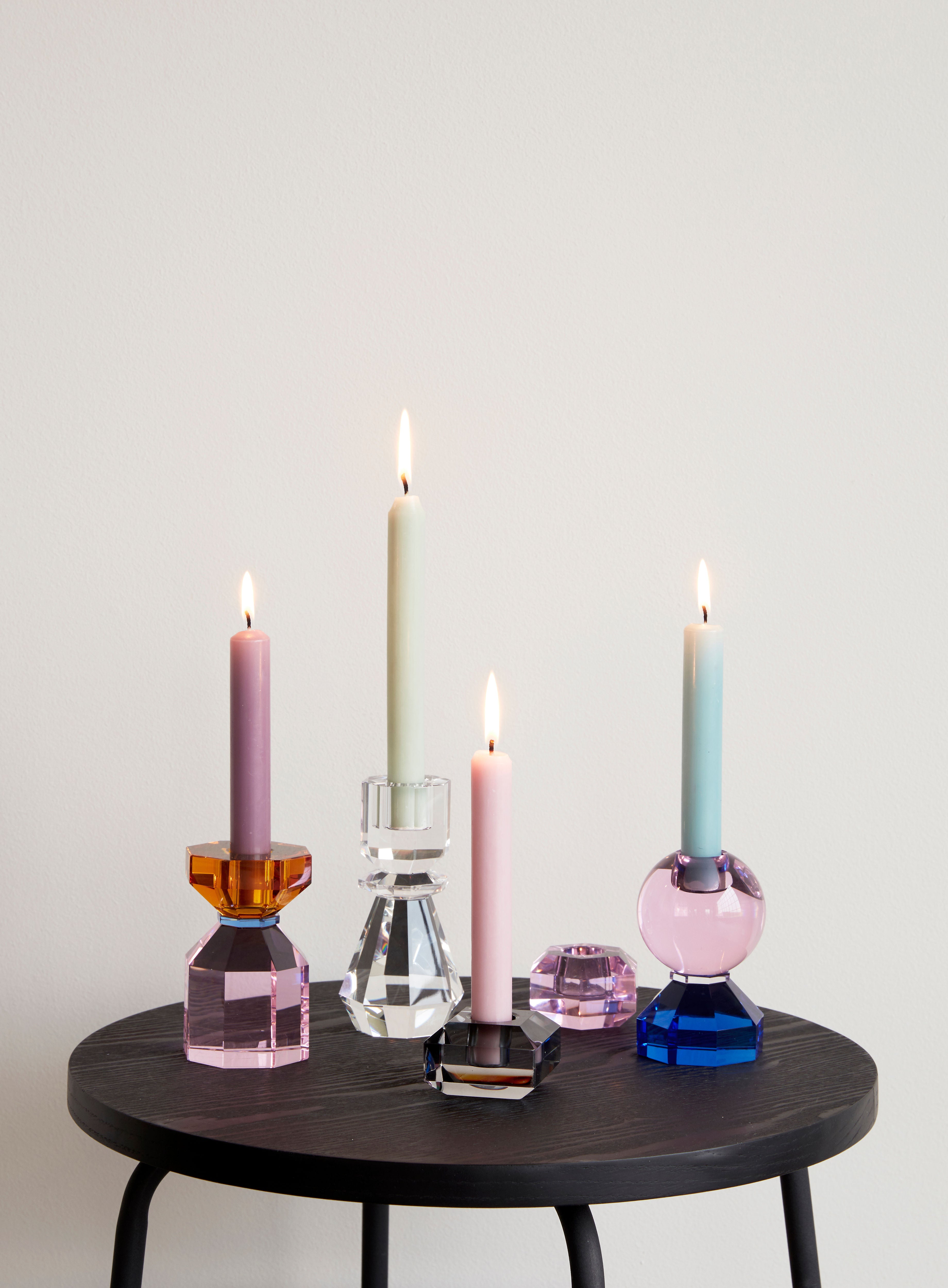 Kerzenhalter "Gem" Orange/Rosa Glas