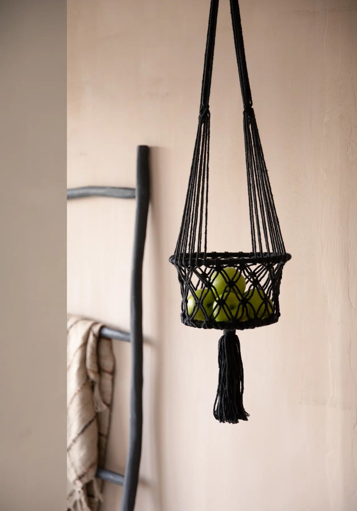 Plant basket "Macrame" Black L