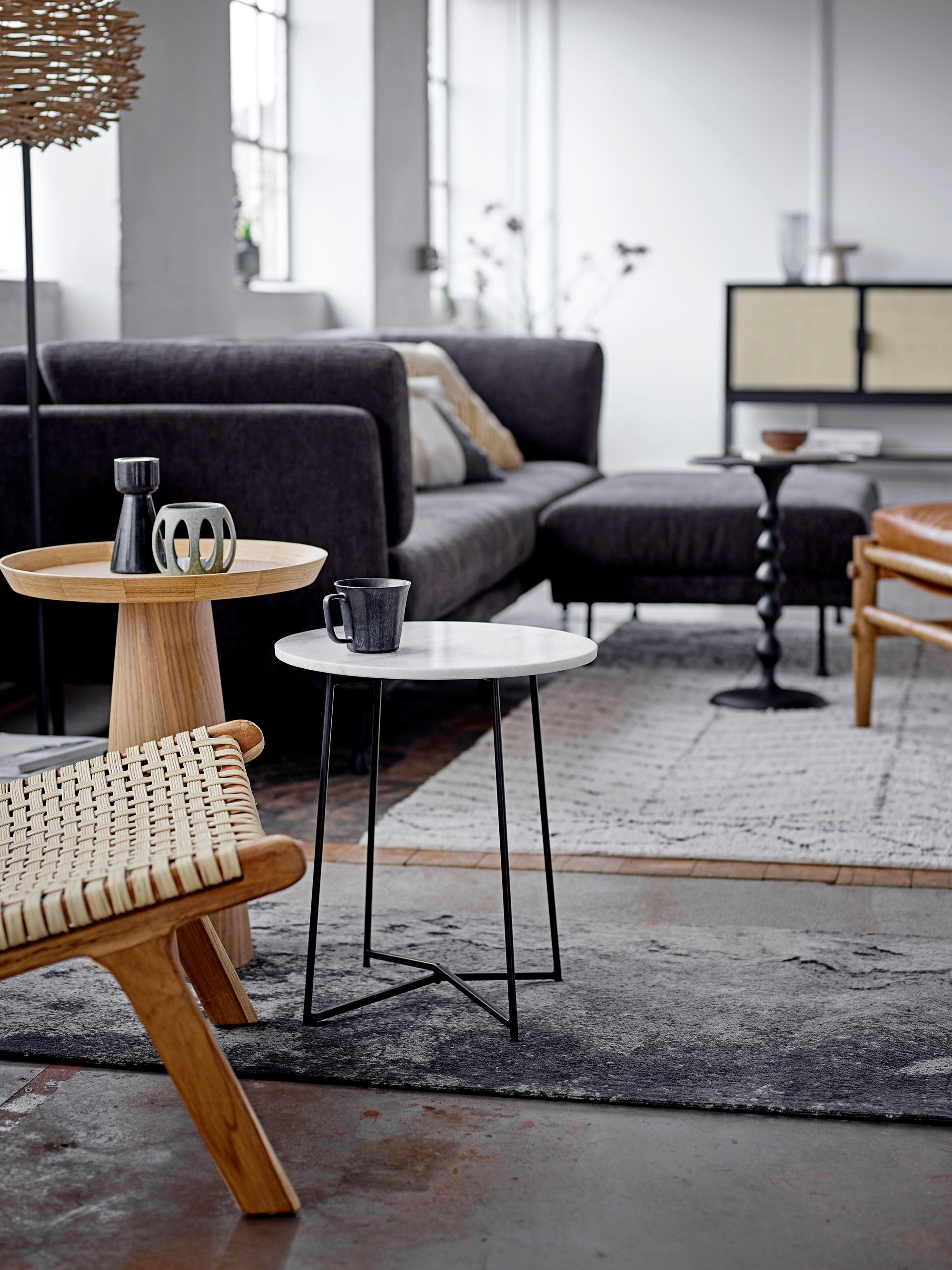 Hocker "Aysia" Natur Leder