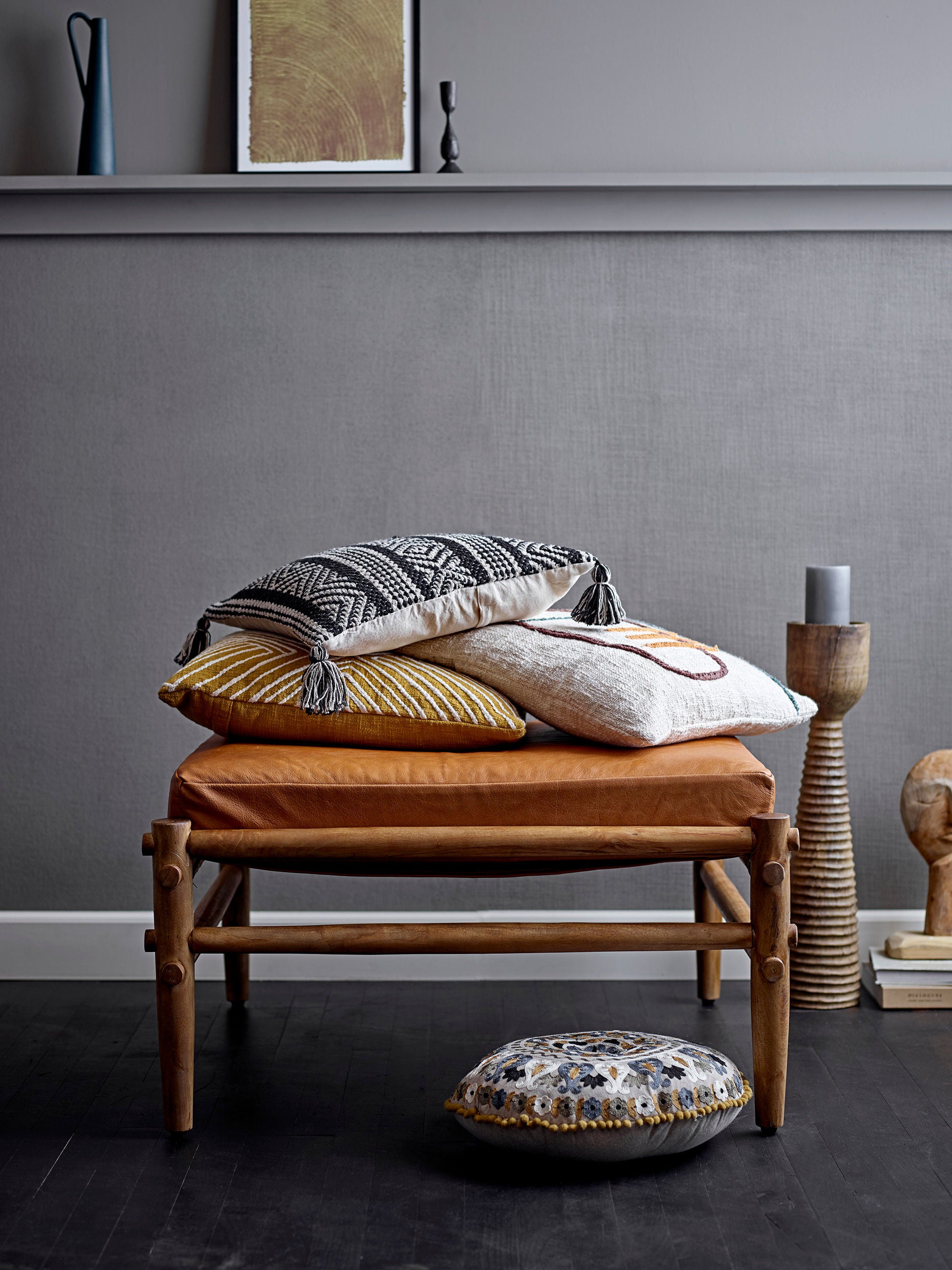 Hocker "Aysia" Natur Leder