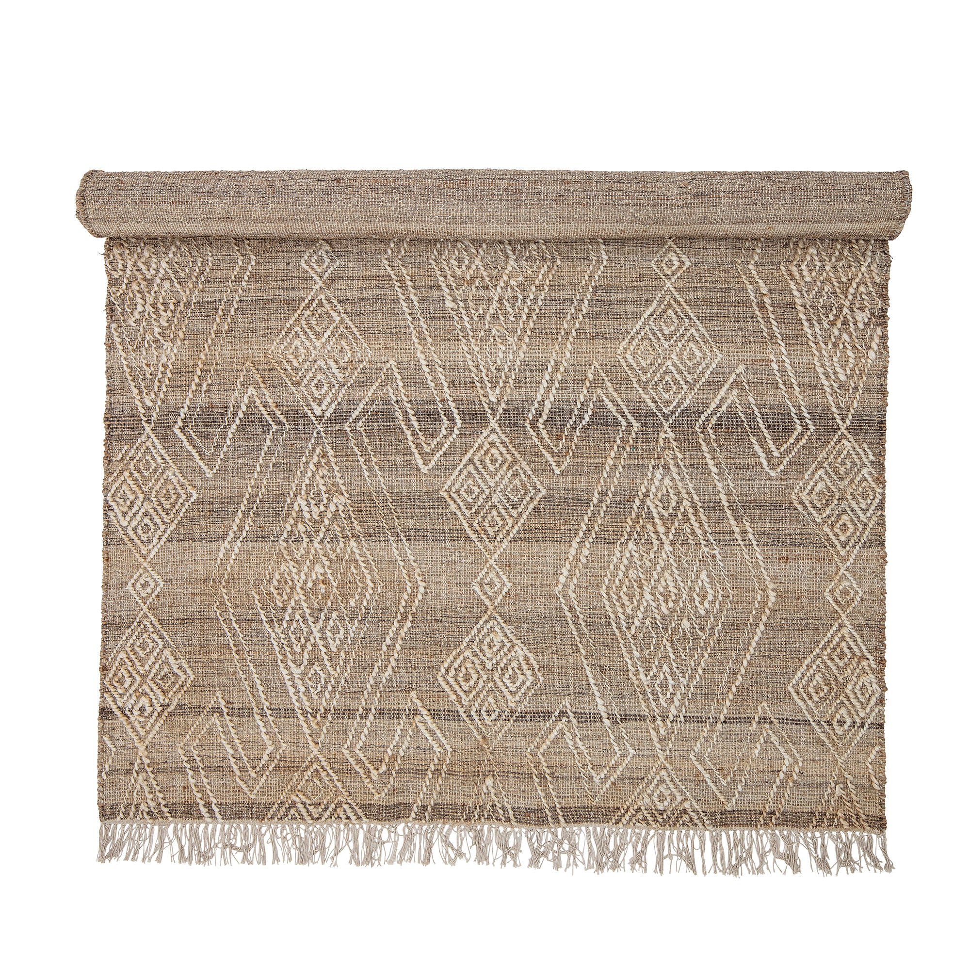 Teppich 'Rupen' Natur Jute – Ein wunderschöner gewebter Teppich aus Jute und Wolle