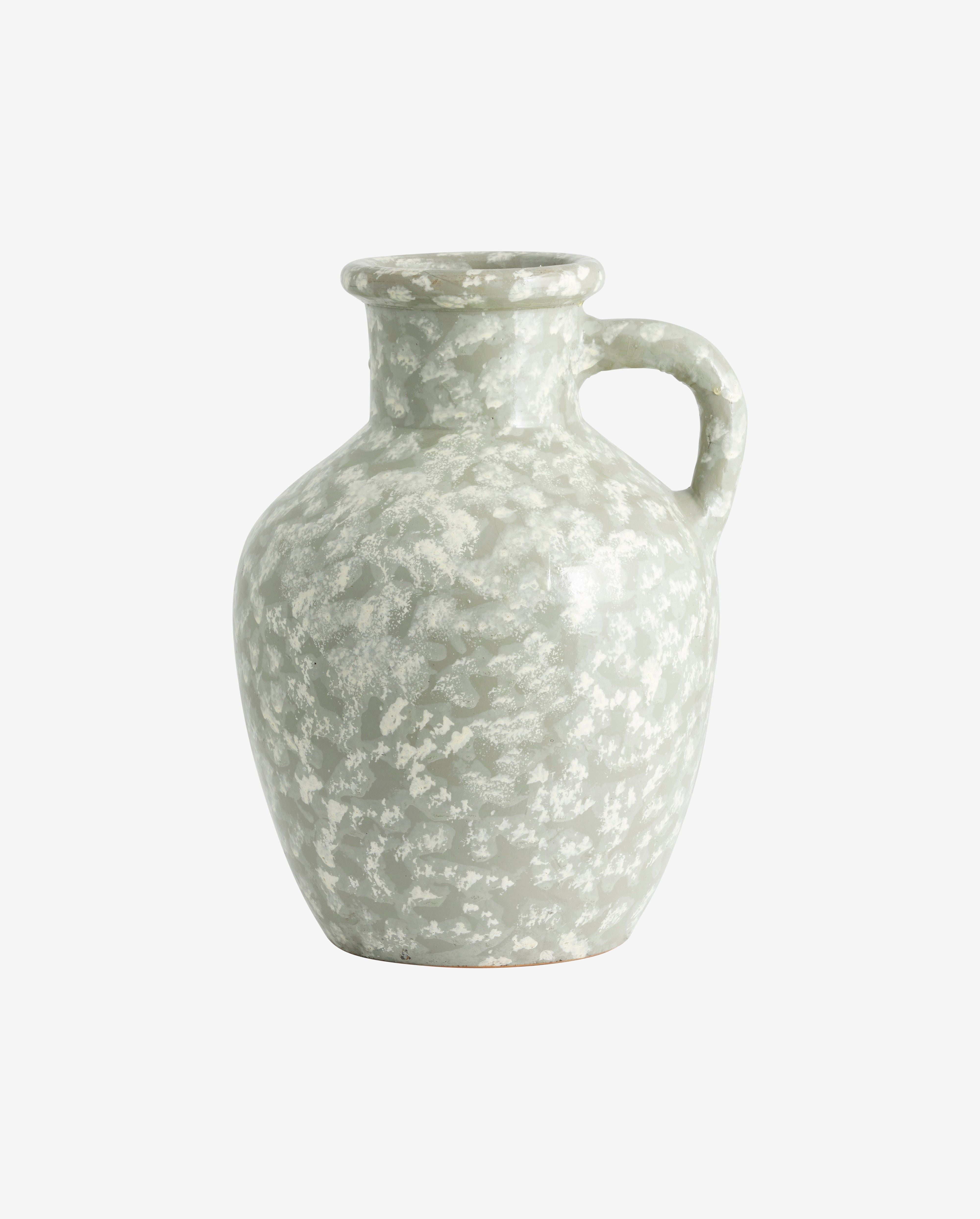 Vase "BATAM" Glasiert Grau handgefertigt