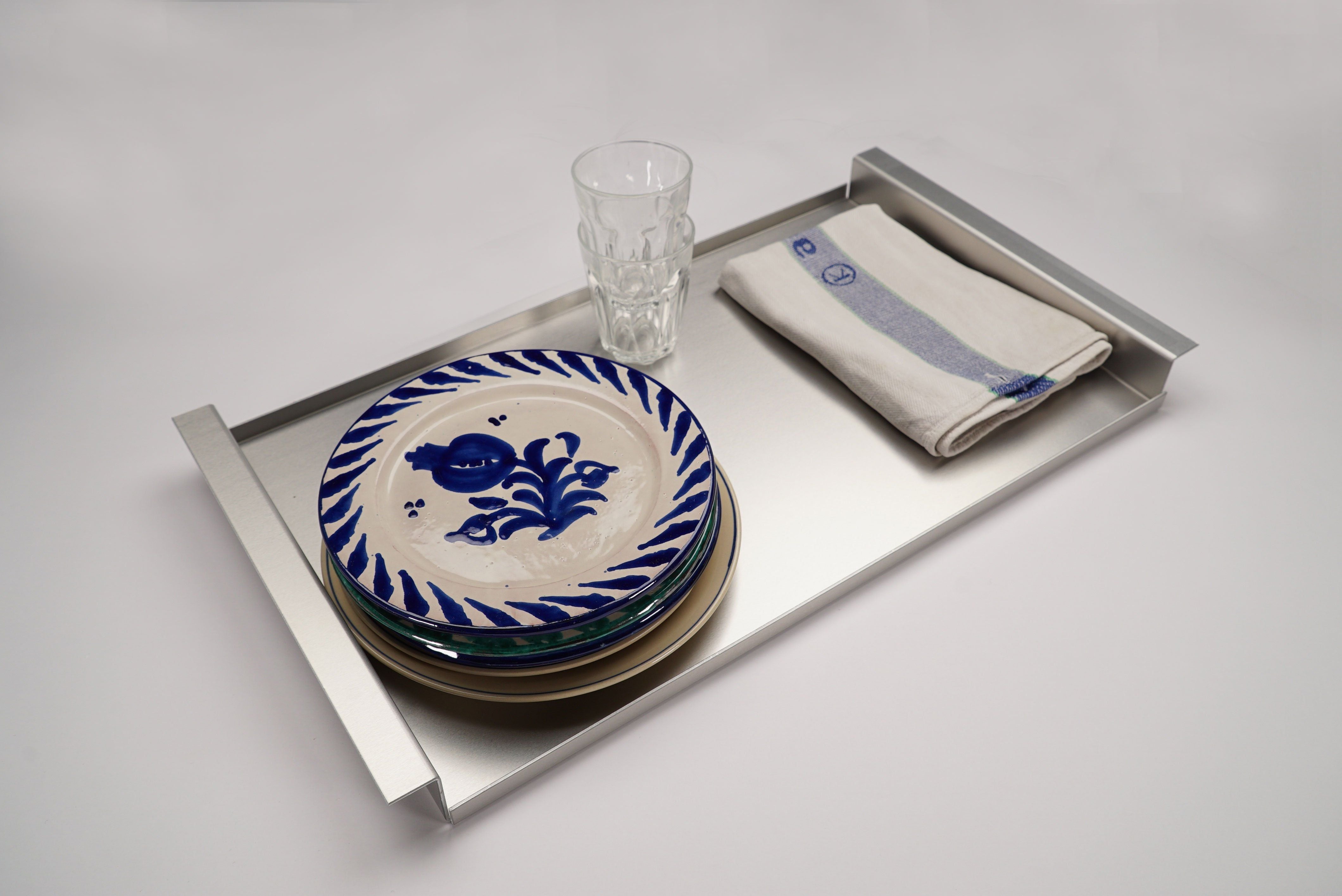Tray "CARLA" metal dove blue