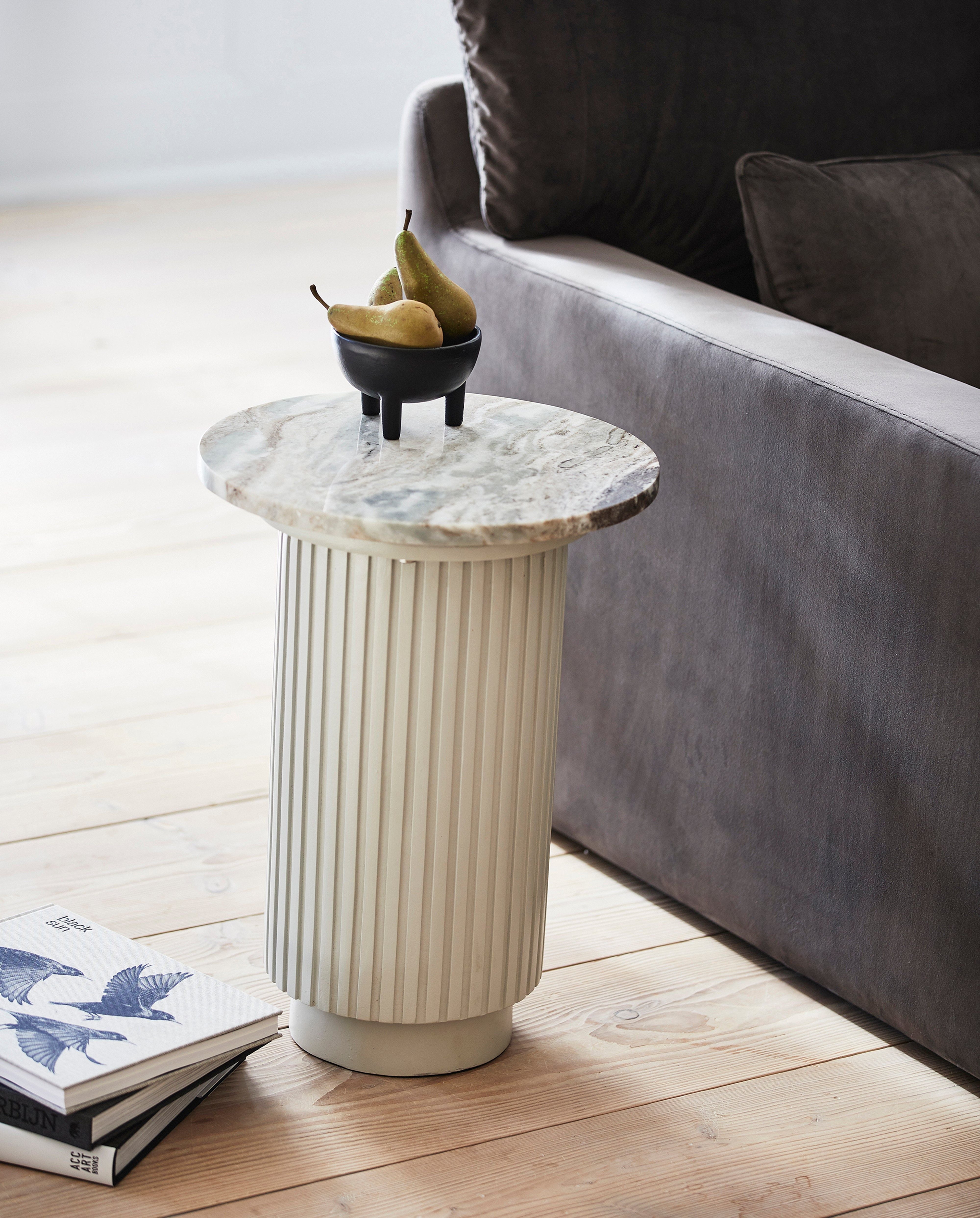 Side table "ERIE" round ivory marble top