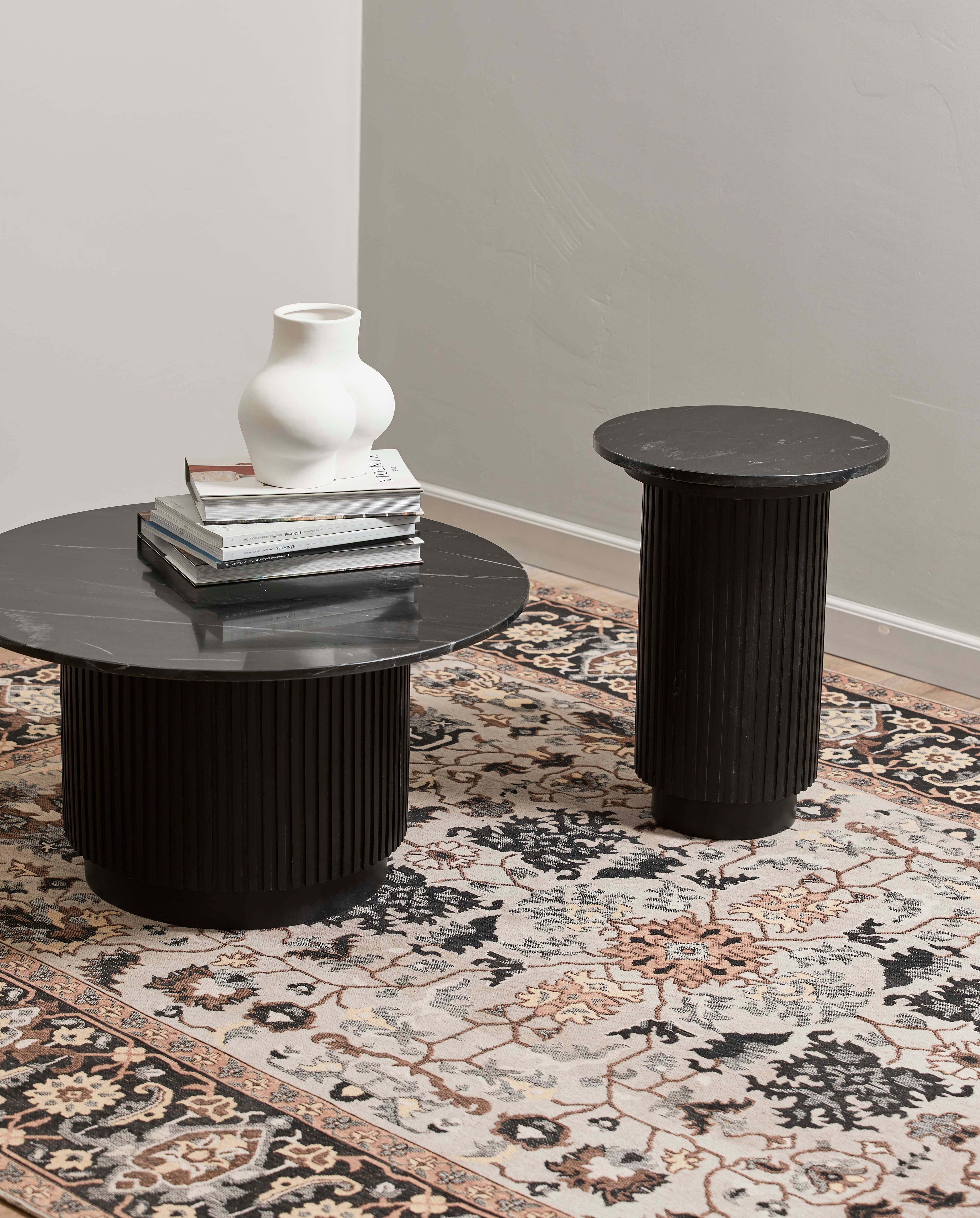 Couchtisch "ERIE" Rund Schwarz Marmorplatte