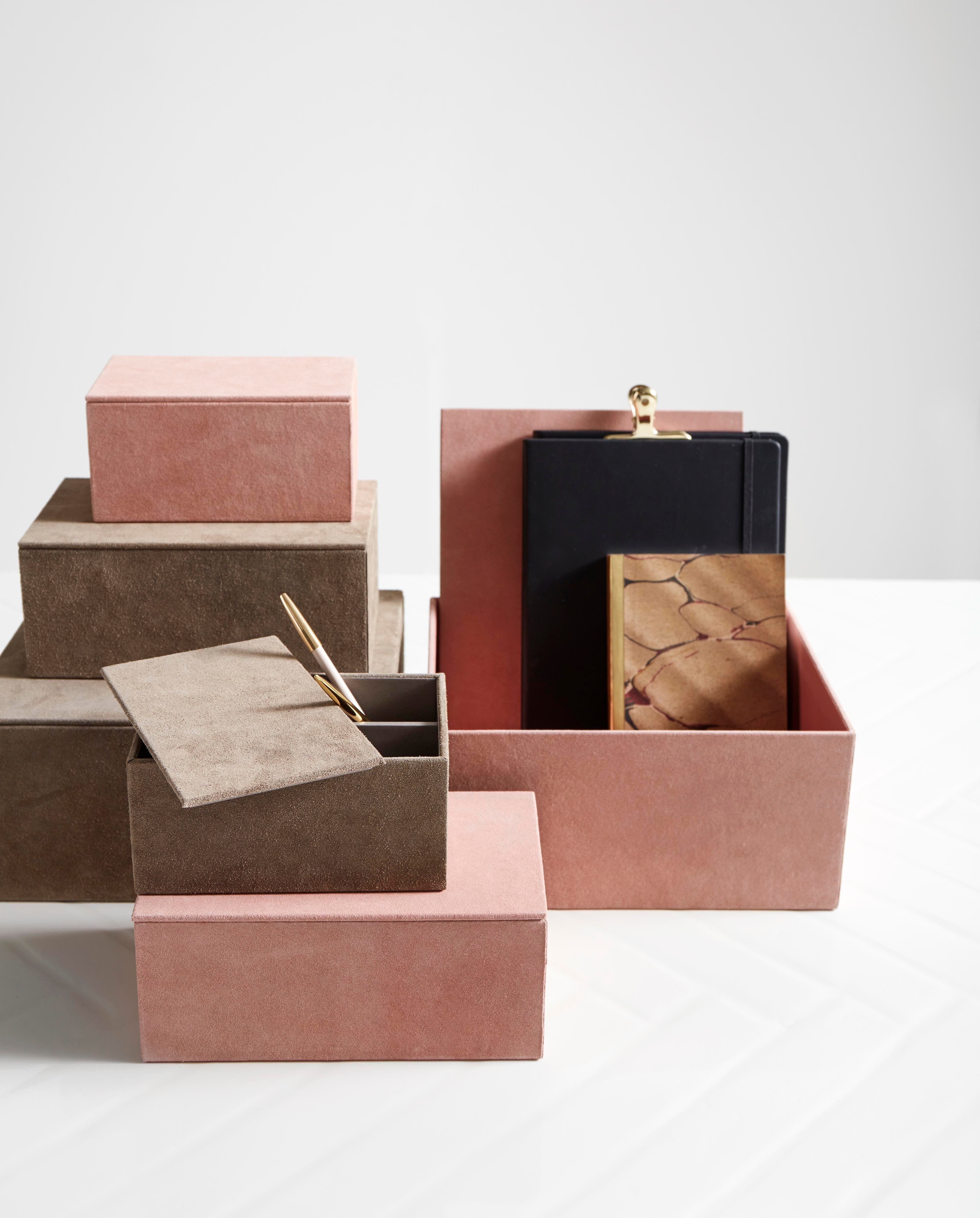 Boxen Set 3er "KASTELA" Rose Veloursleder