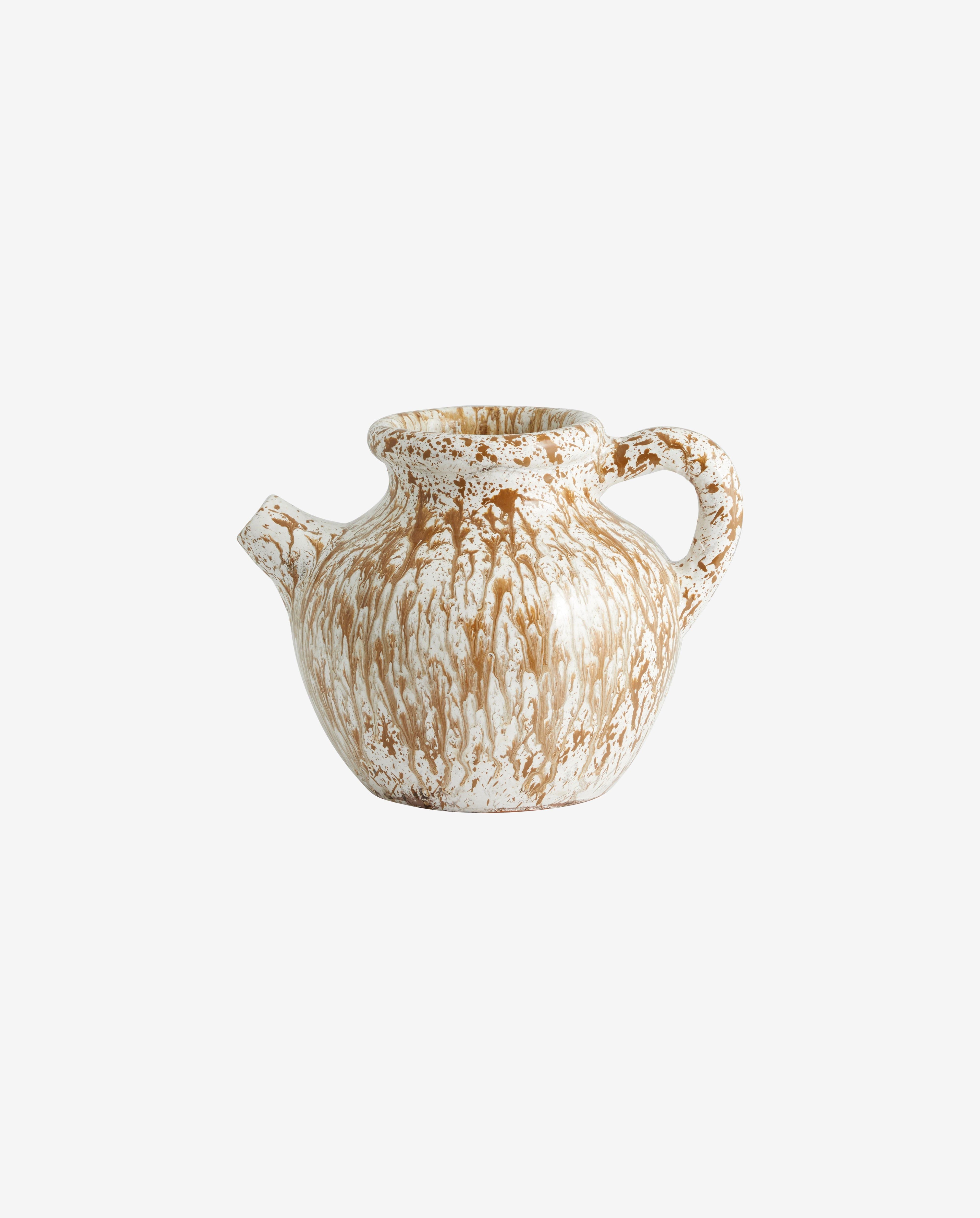 Vase "SAMOS" Glasiert Braun/Weiß